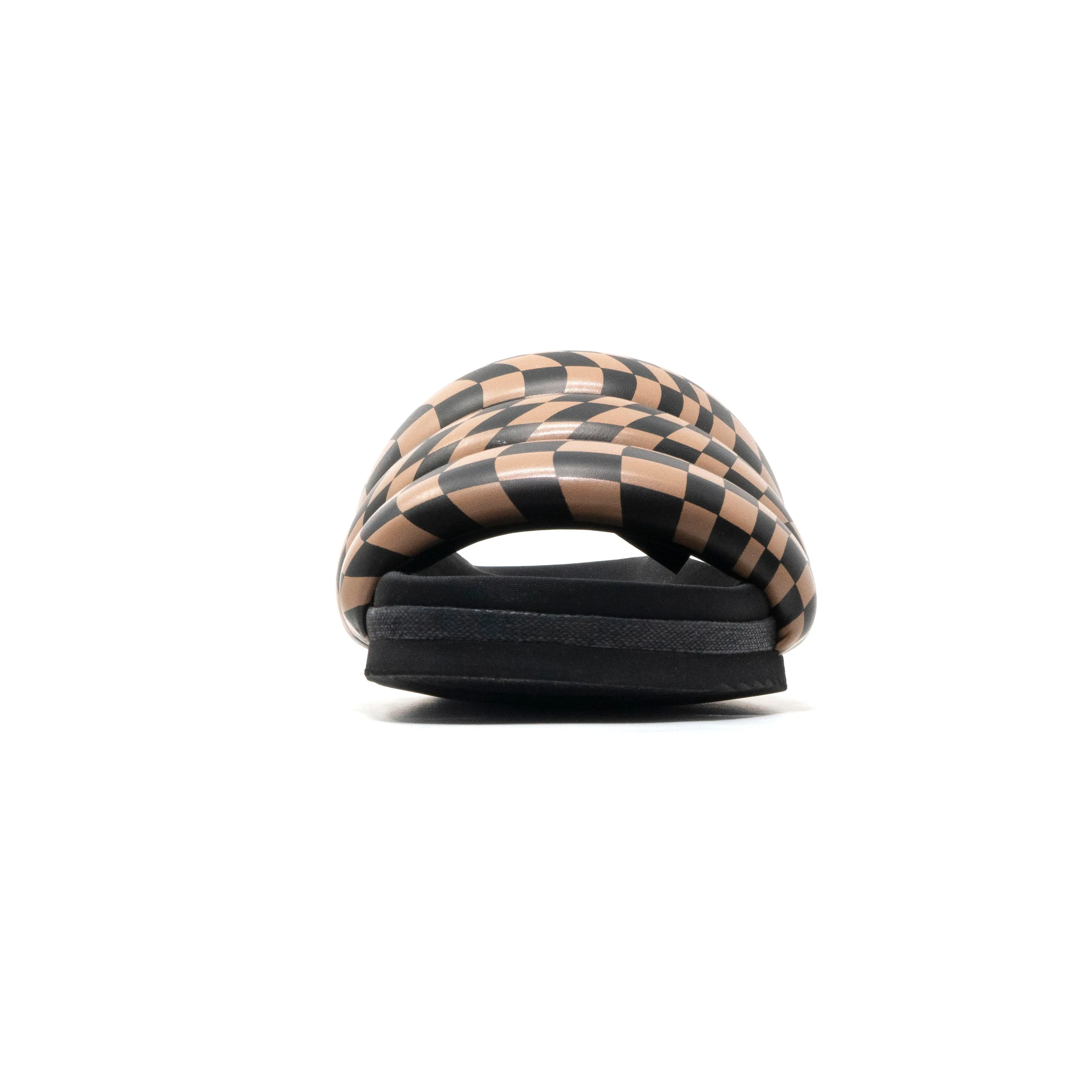ROAM WAVY CHECK PUFFY BLACK & BEIGE VEGAN LEATHER