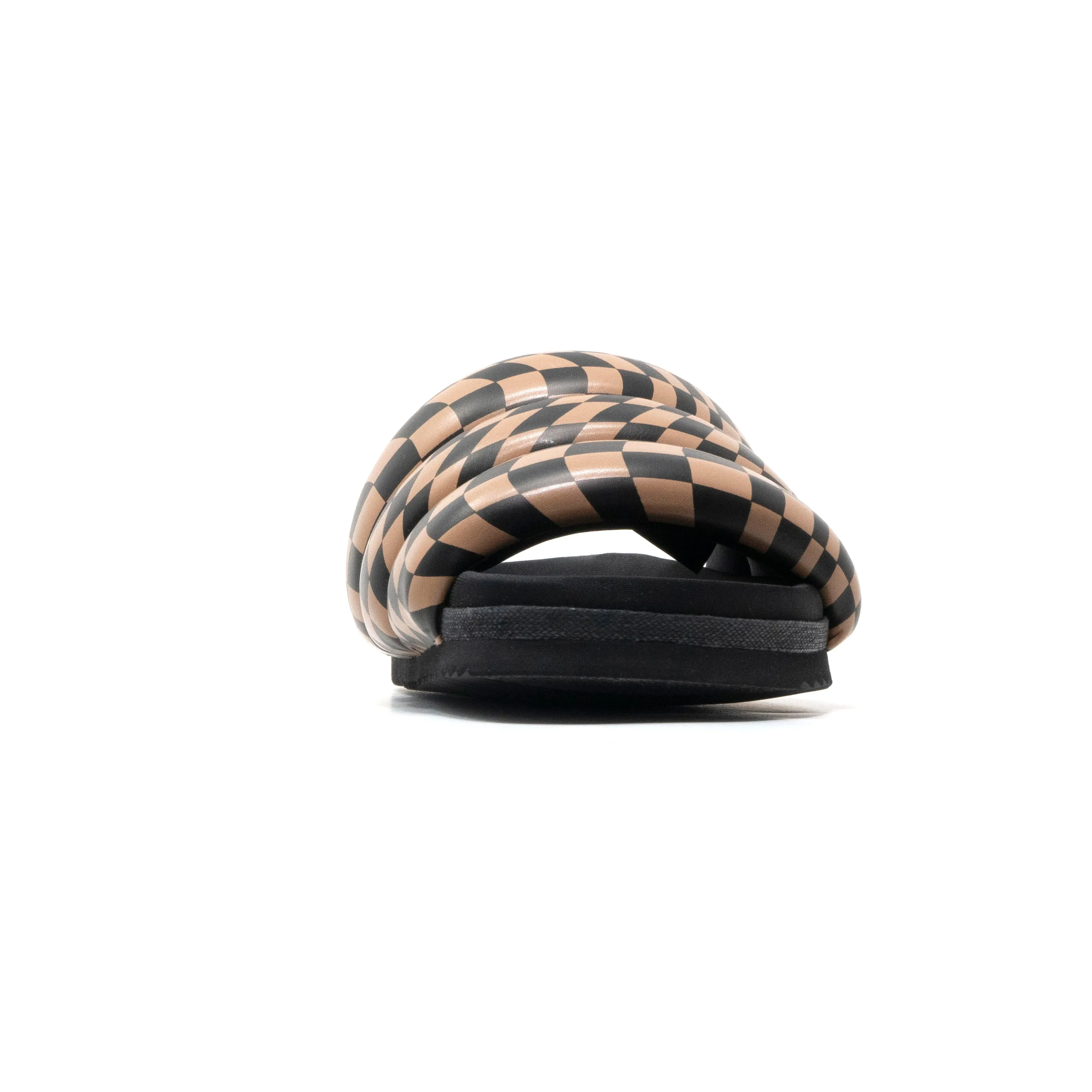 ROAM WAVY CHECK PUFFY BLACK & BEIGE VEGAN LEATHER