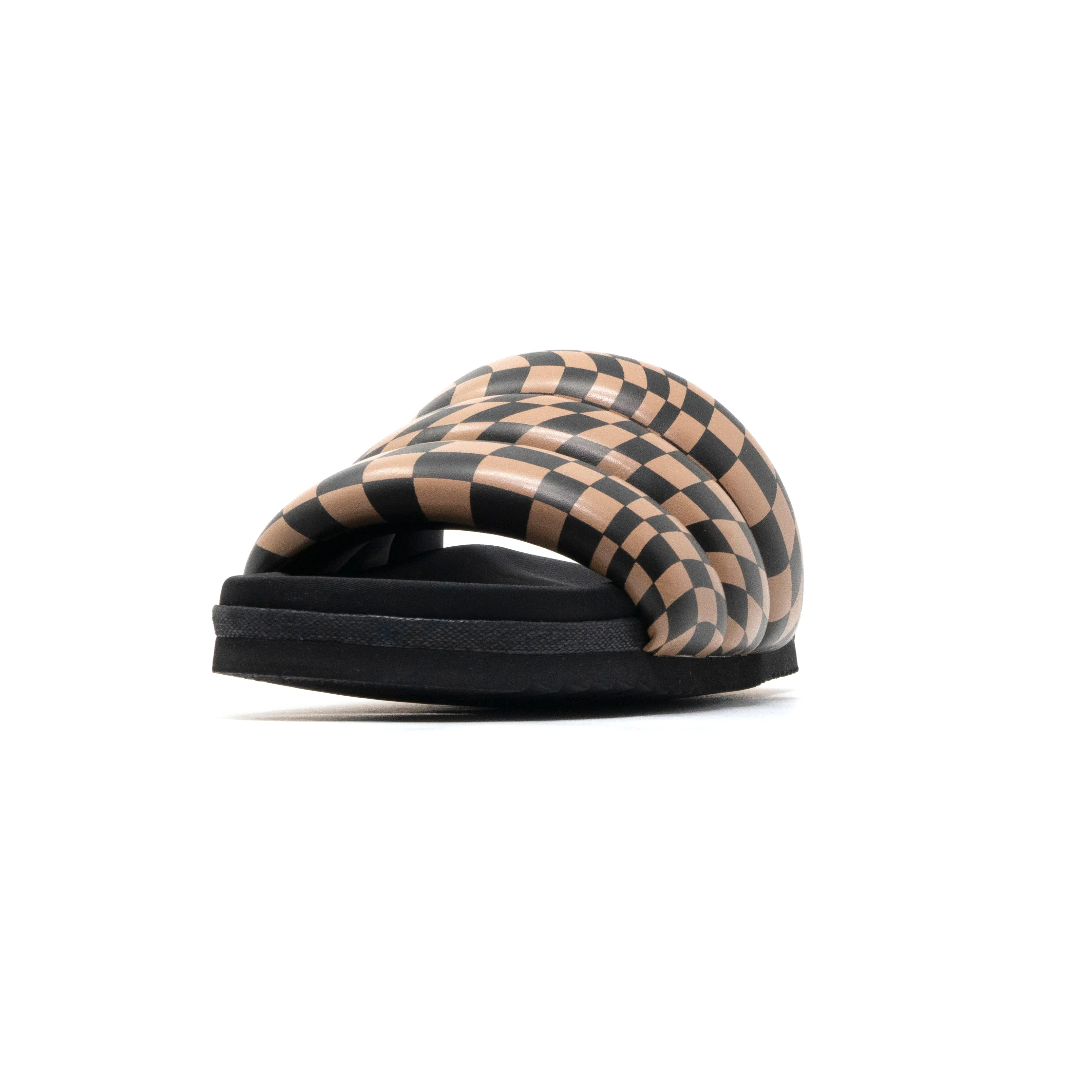 ROAM WAVY CHECK PUFFY BLACK & BEIGE VEGAN LEATHER