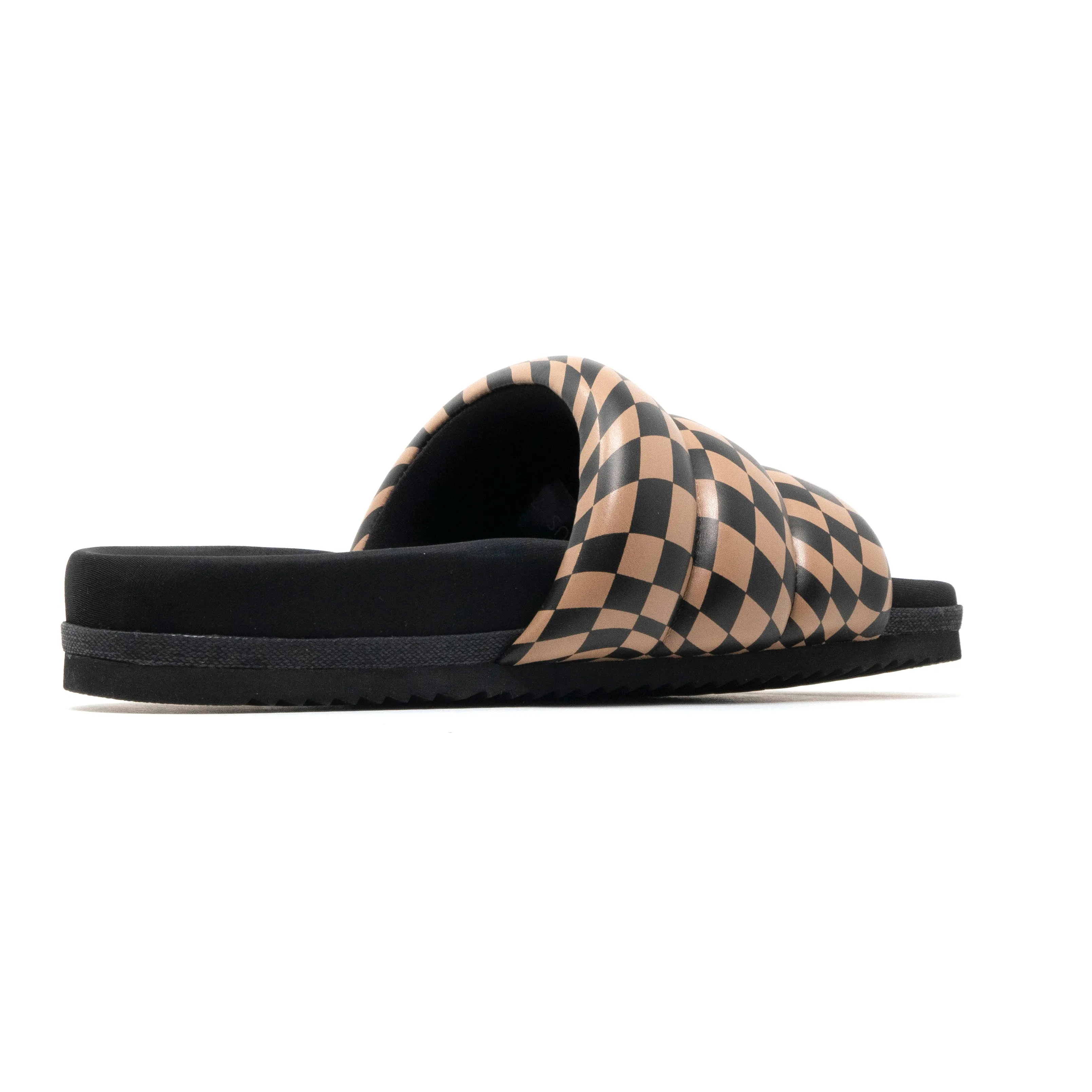 ROAM WAVY CHECK PUFFY BLACK & BEIGE VEGAN LEATHER