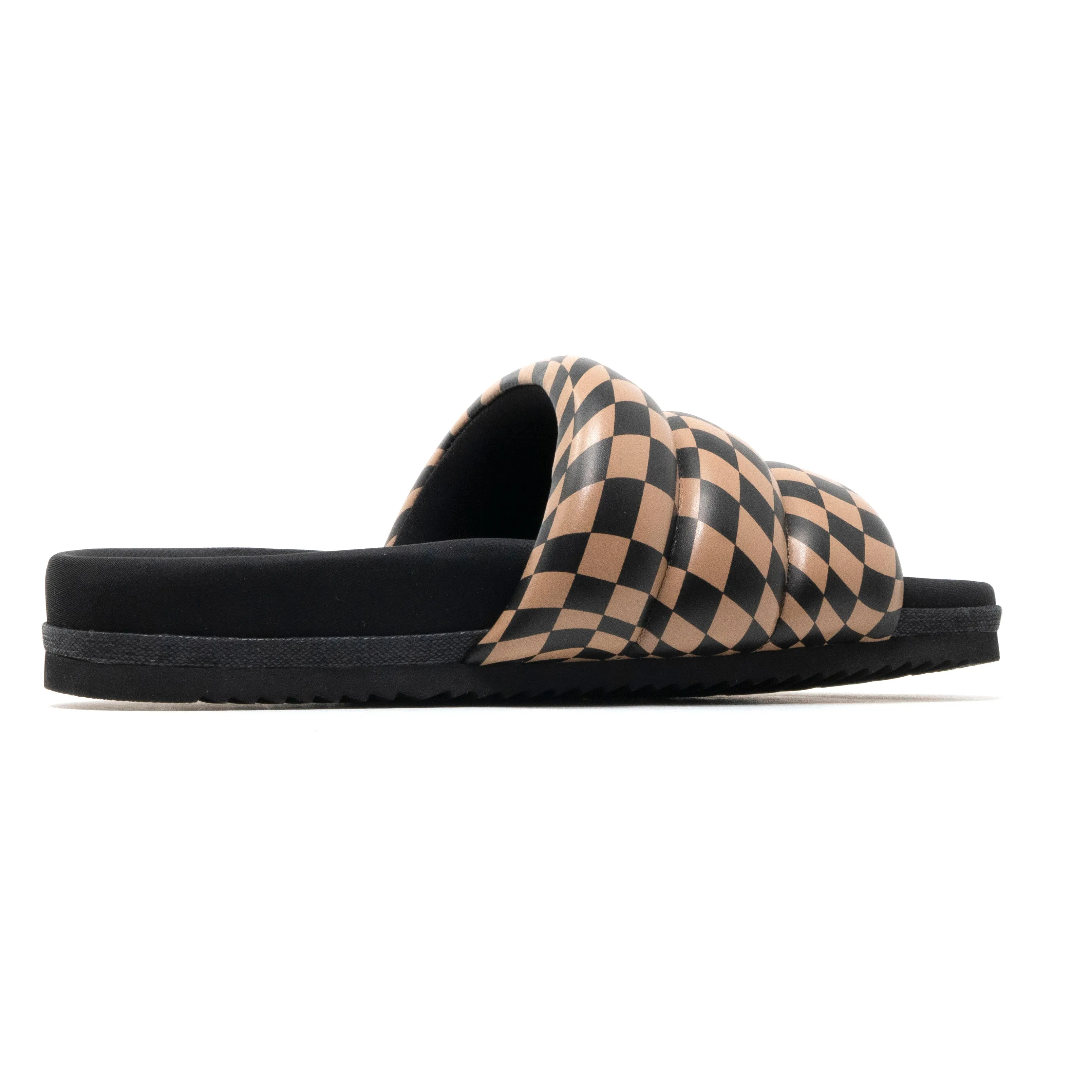 ROAM WAVY CHECK PUFFY BLACK & BEIGE VEGAN LEATHER