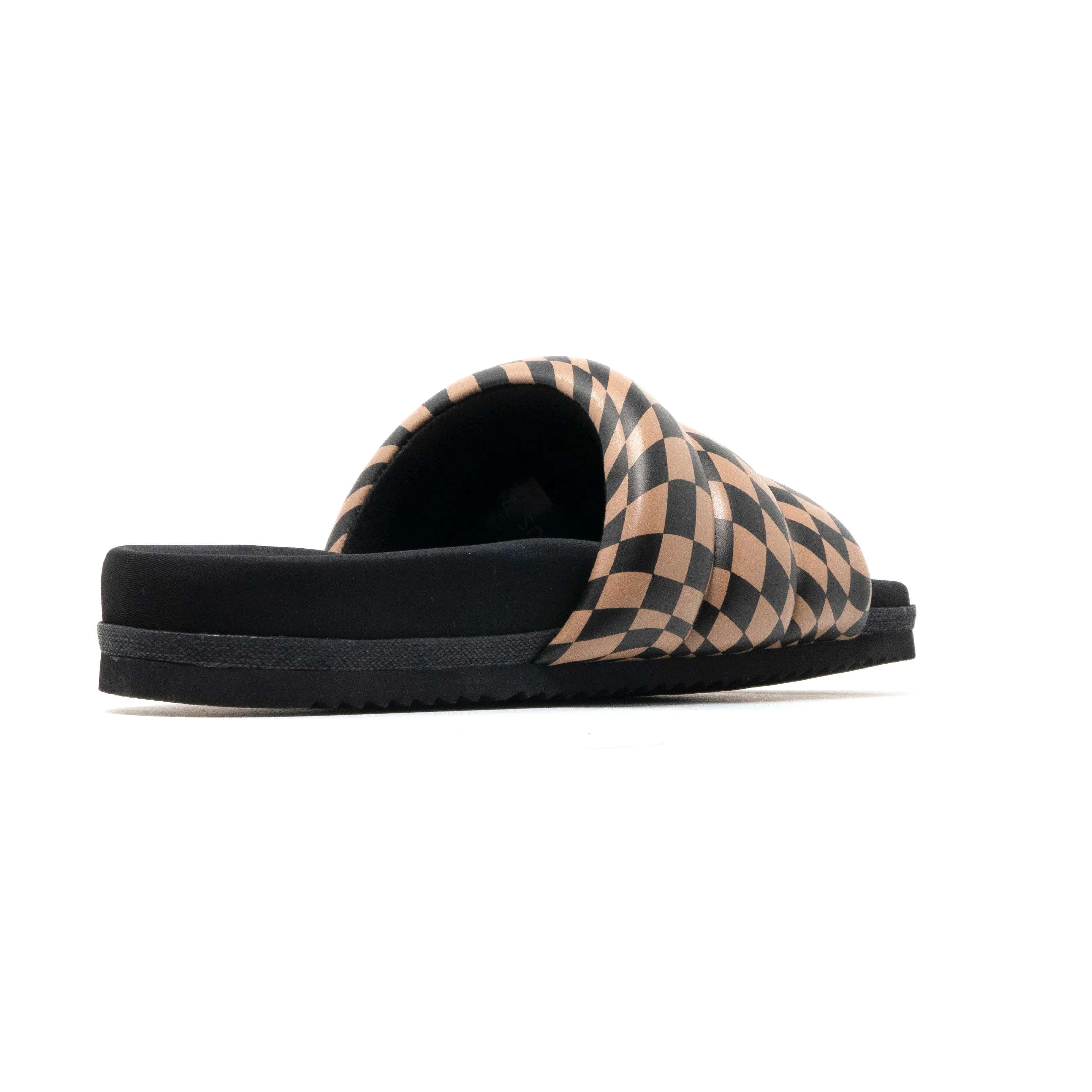 ROAM WAVY CHECK PUFFY BLACK & BEIGE VEGAN LEATHER