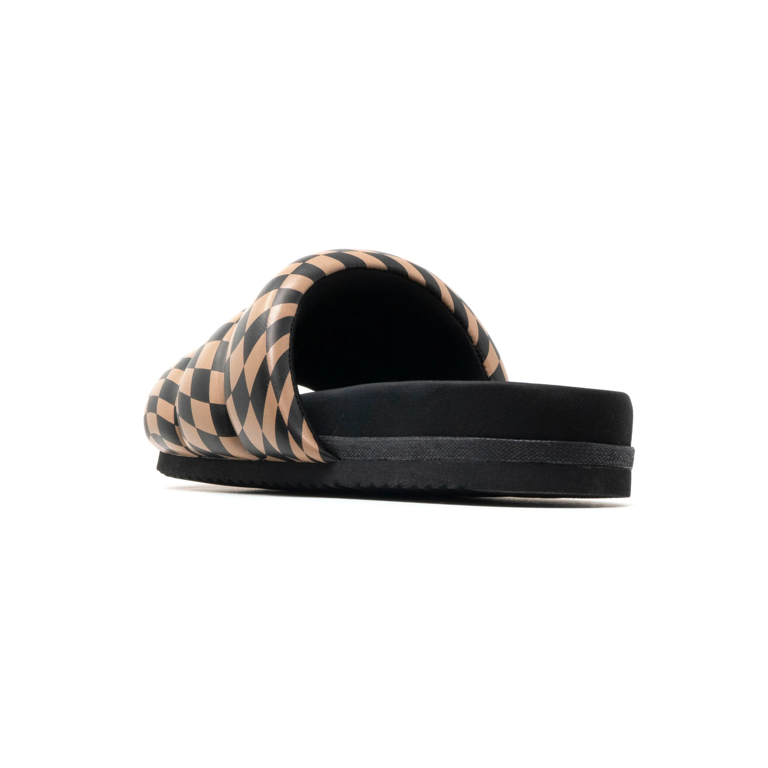 ROAM WAVY CHECK PUFFY BLACK & BEIGE VEGAN LEATHER
