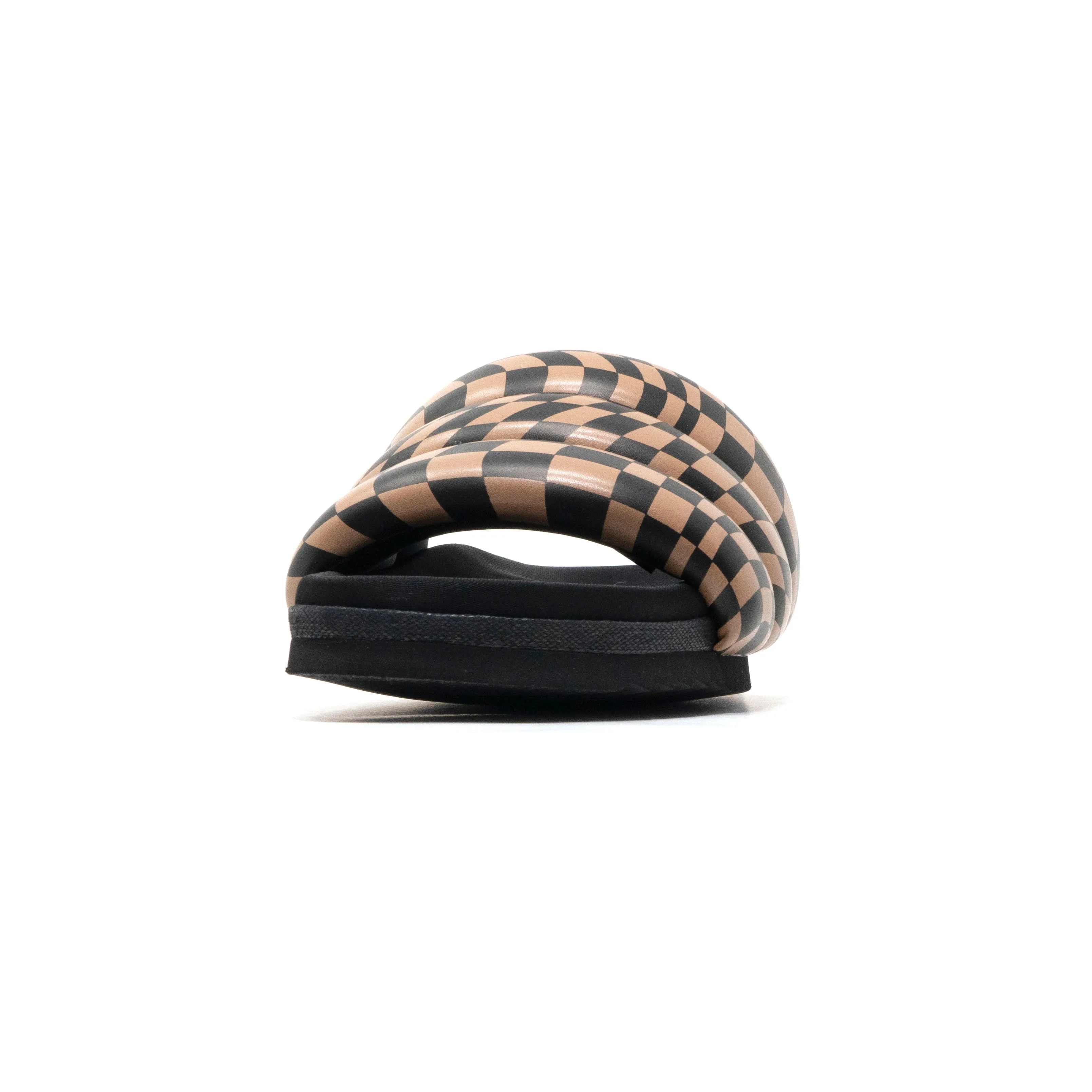 ROAM WAVY CHECK PUFFY BLACK & BEIGE VEGAN LEATHER