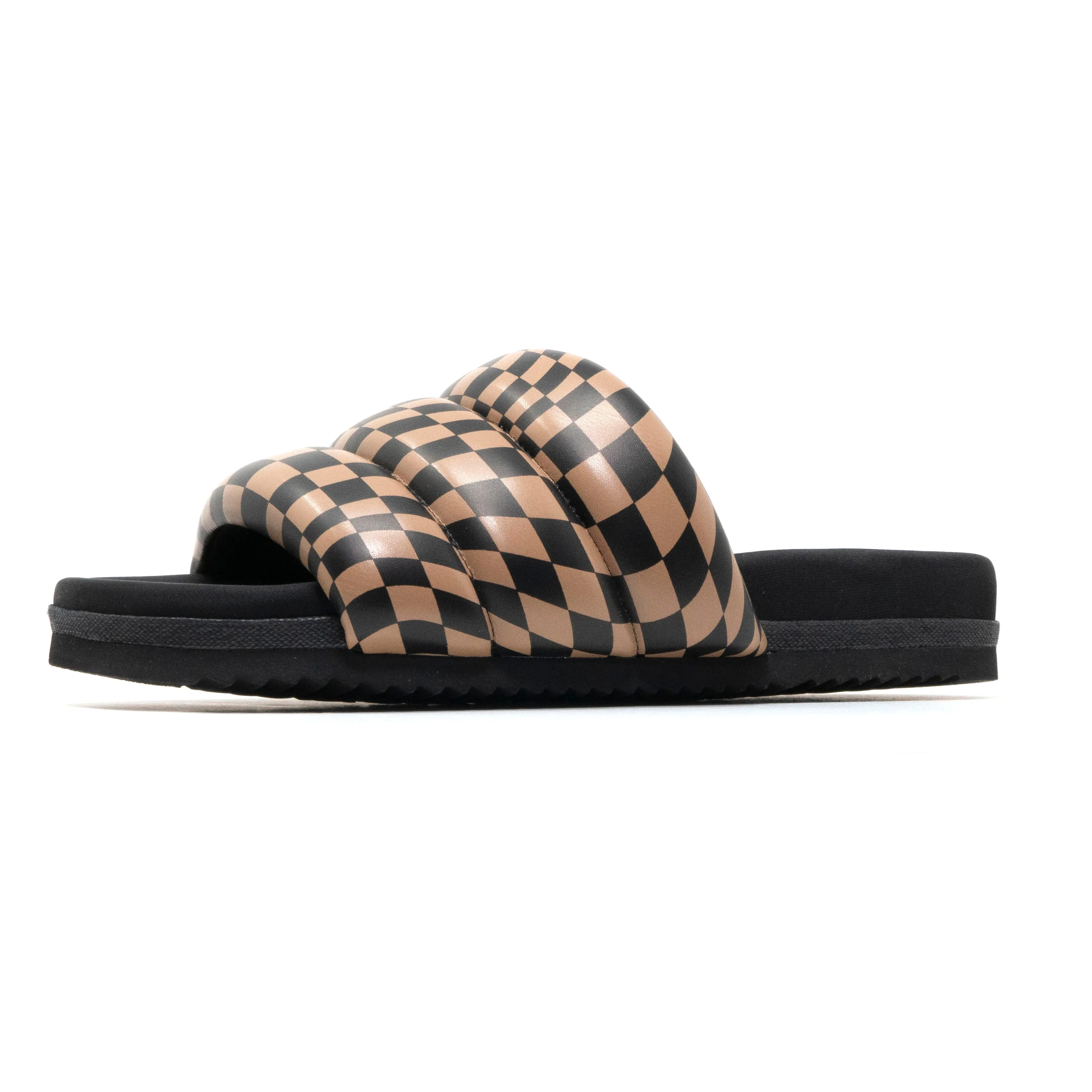 ROAM WAVY CHECK PUFFY BLACK & BEIGE VEGAN LEATHER