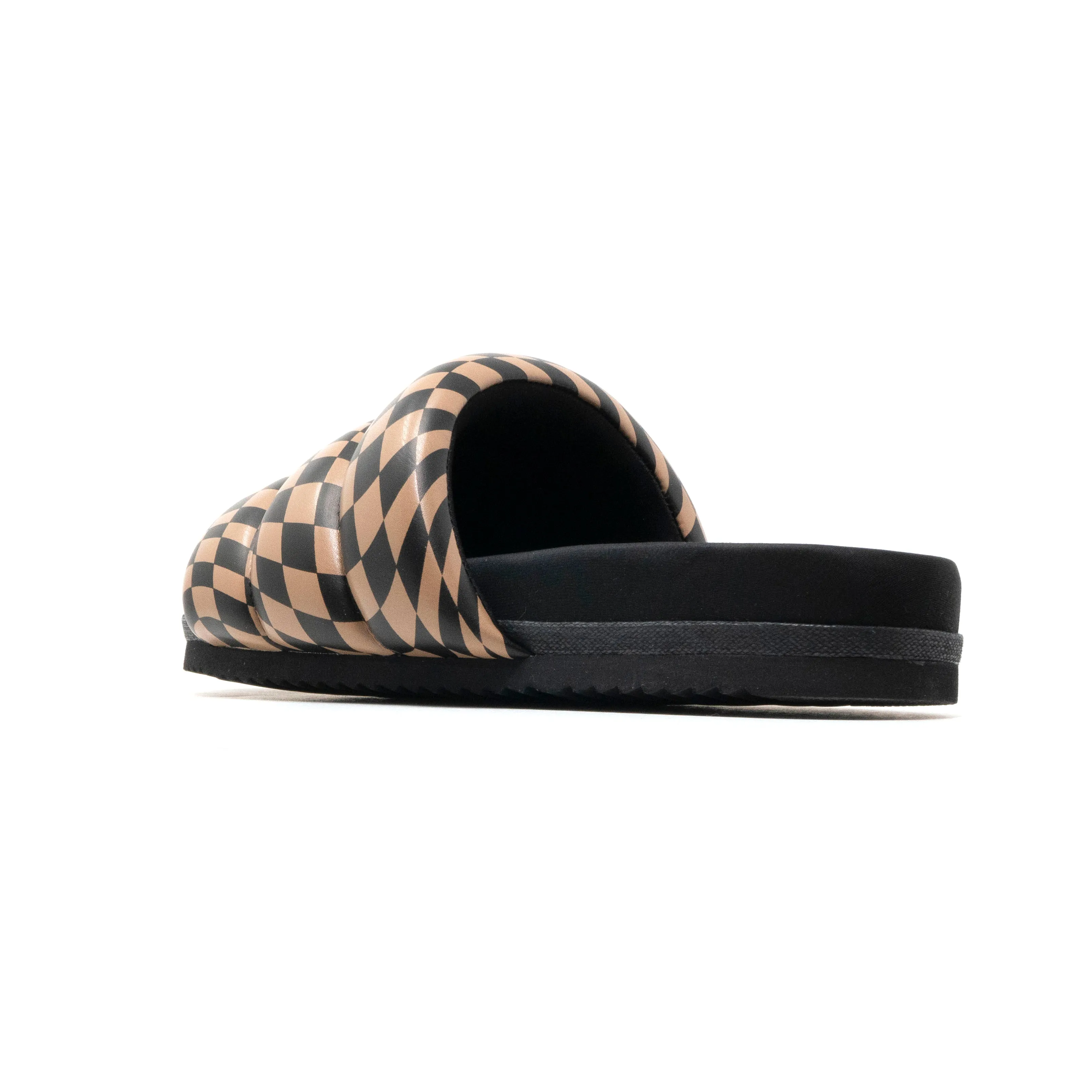 ROAM WAVY CHECK PUFFY BLACK & BEIGE VEGAN LEATHER
