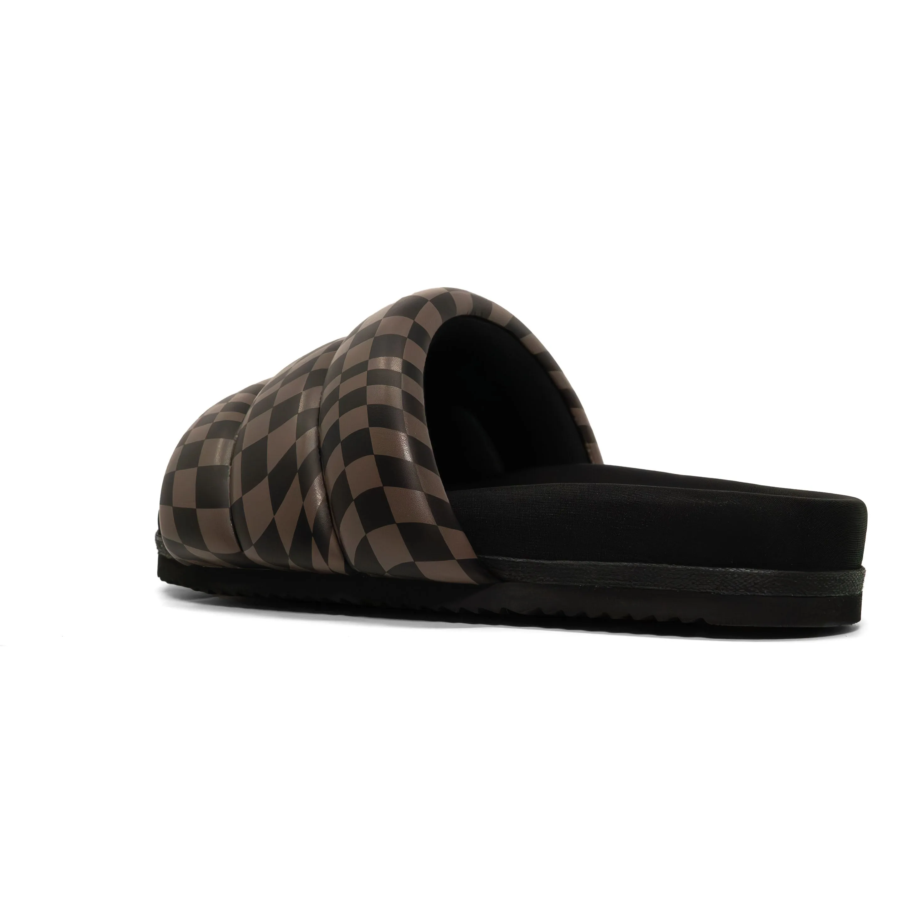 ROAM WAVY CHECK PUFFY BLACK & TAUPE VEGAN LEATHER