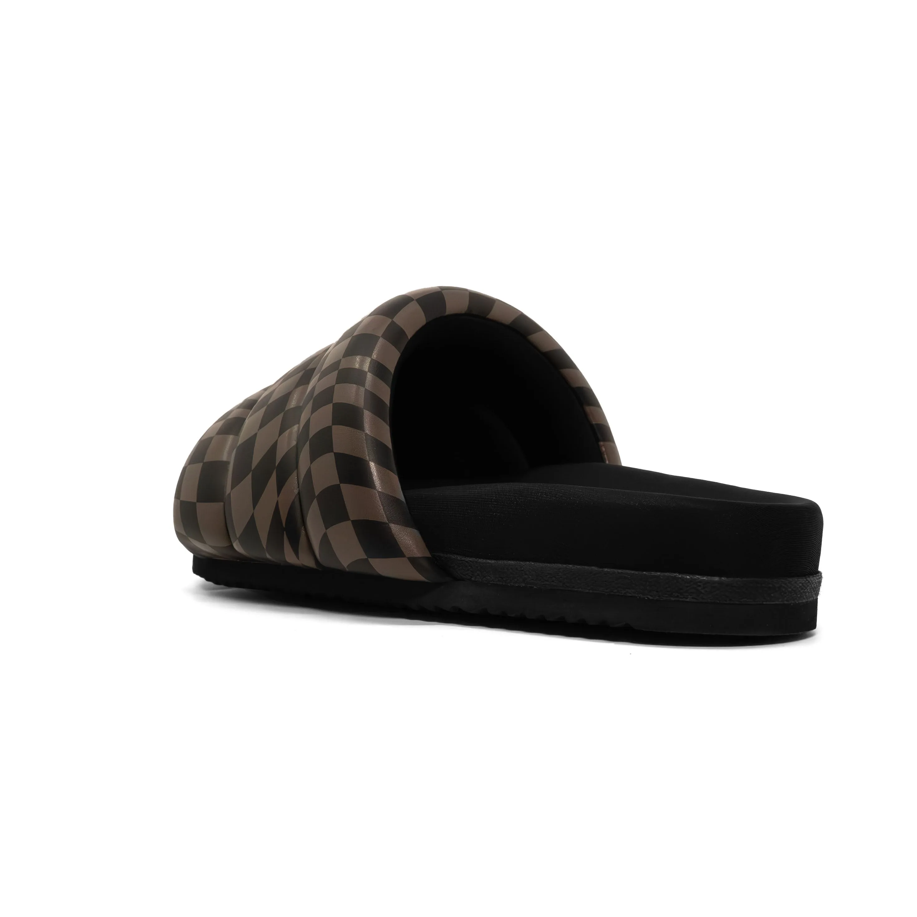 ROAM WAVY CHECK PUFFY BLACK & TAUPE VEGAN LEATHER