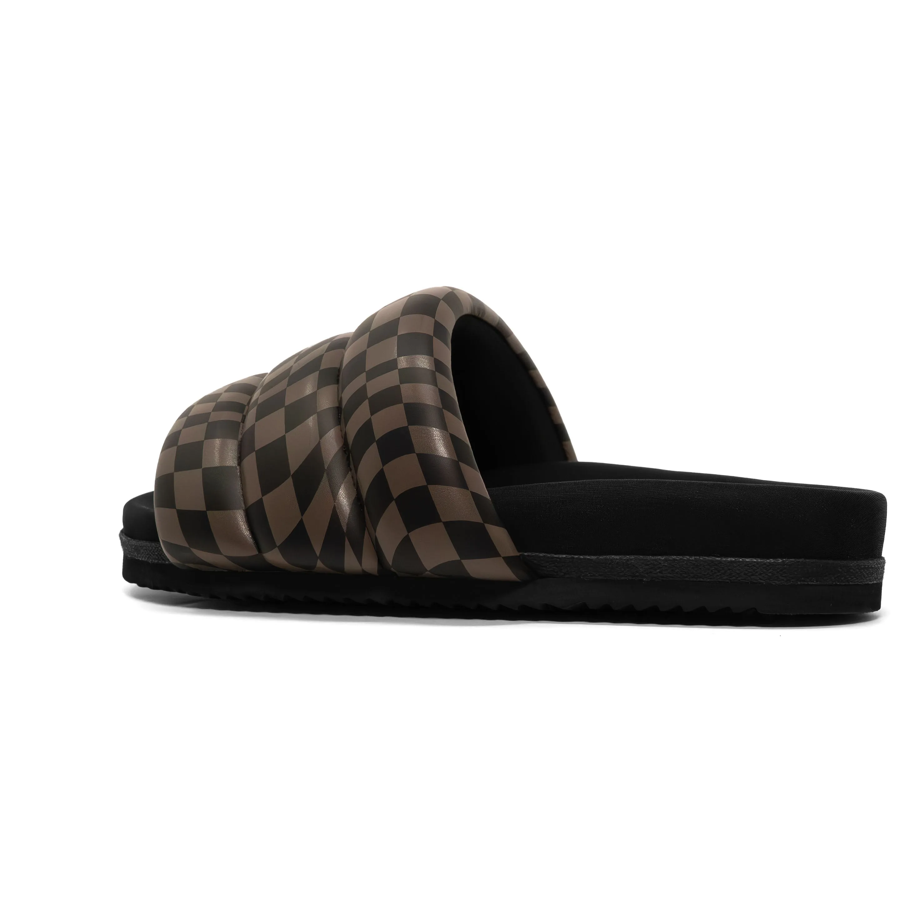 ROAM WAVY CHECK PUFFY BLACK & TAUPE VEGAN LEATHER