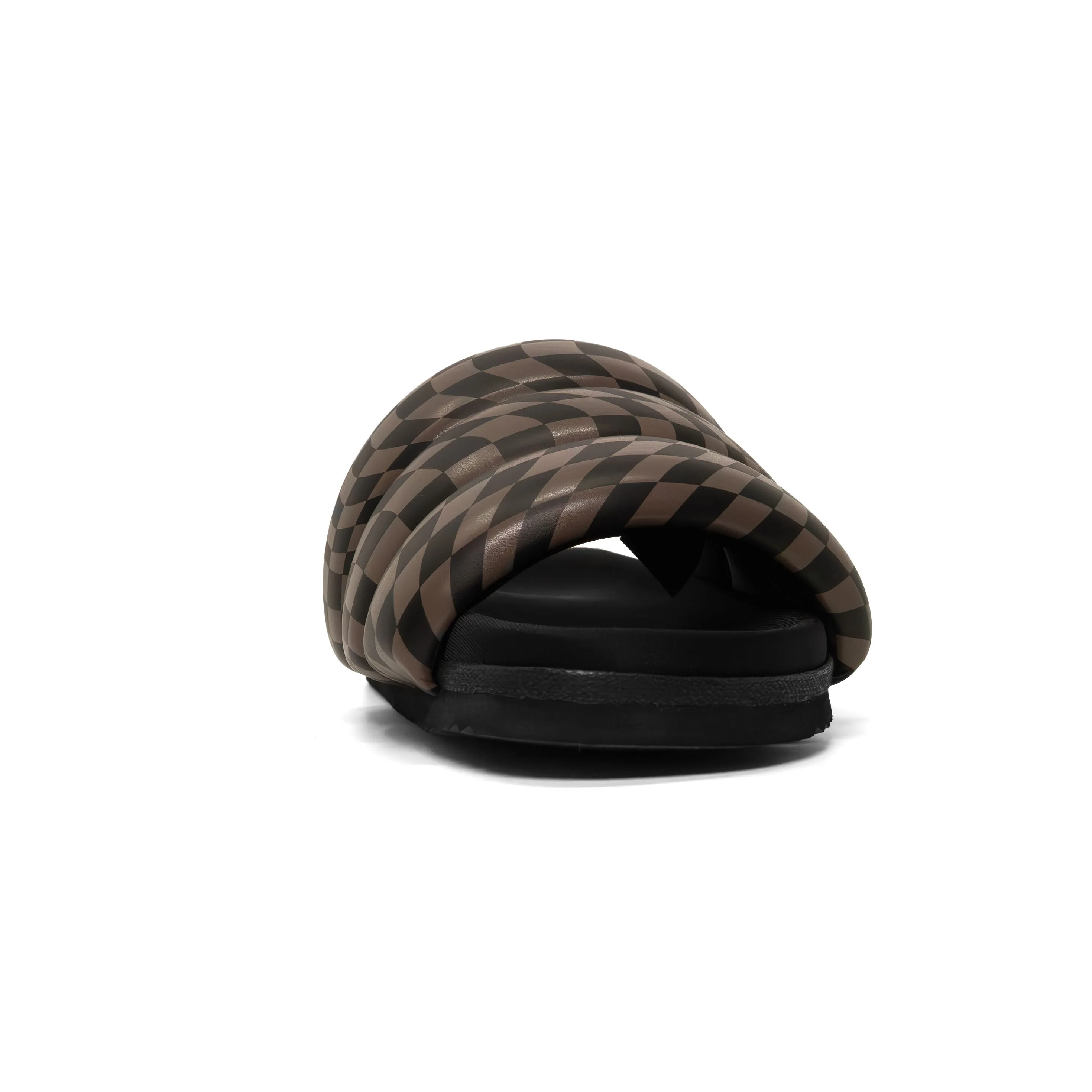 ROAM WAVY CHECK PUFFY BLACK & TAUPE VEGAN LEATHER