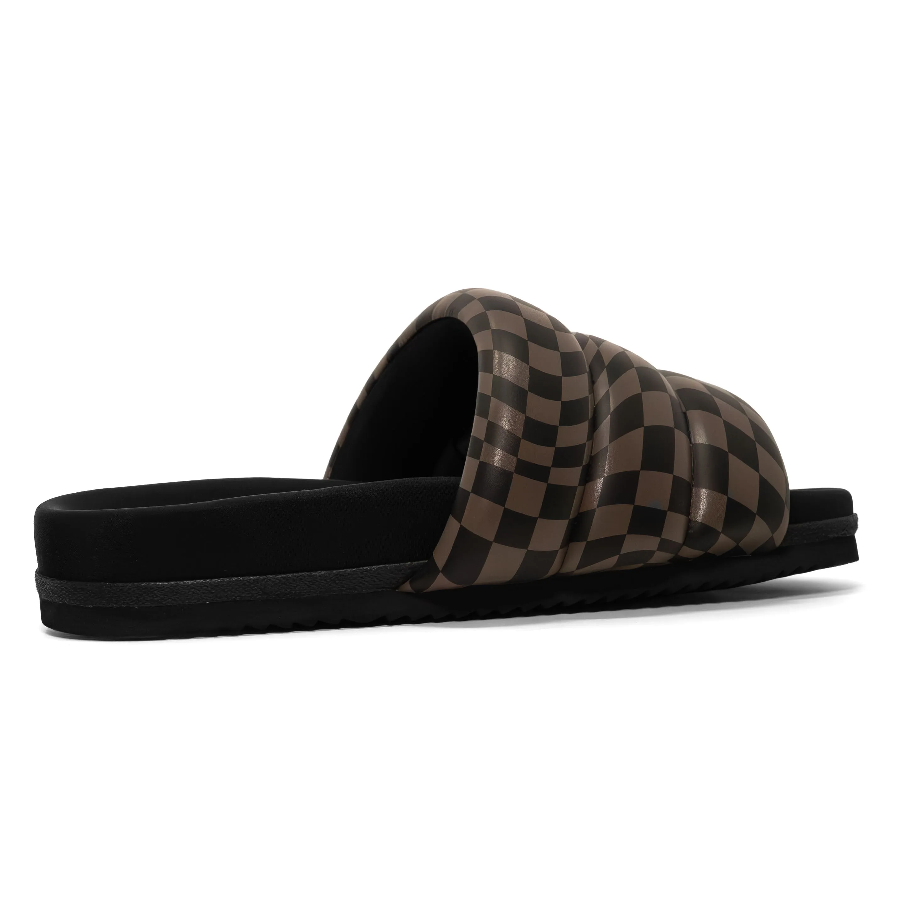 ROAM WAVY CHECK PUFFY BLACK & TAUPE VEGAN LEATHER