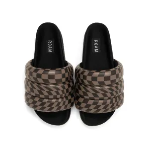 ROAM WAVY CHECK PUFFY BLACK & TAUPE VEGAN LEATHER
