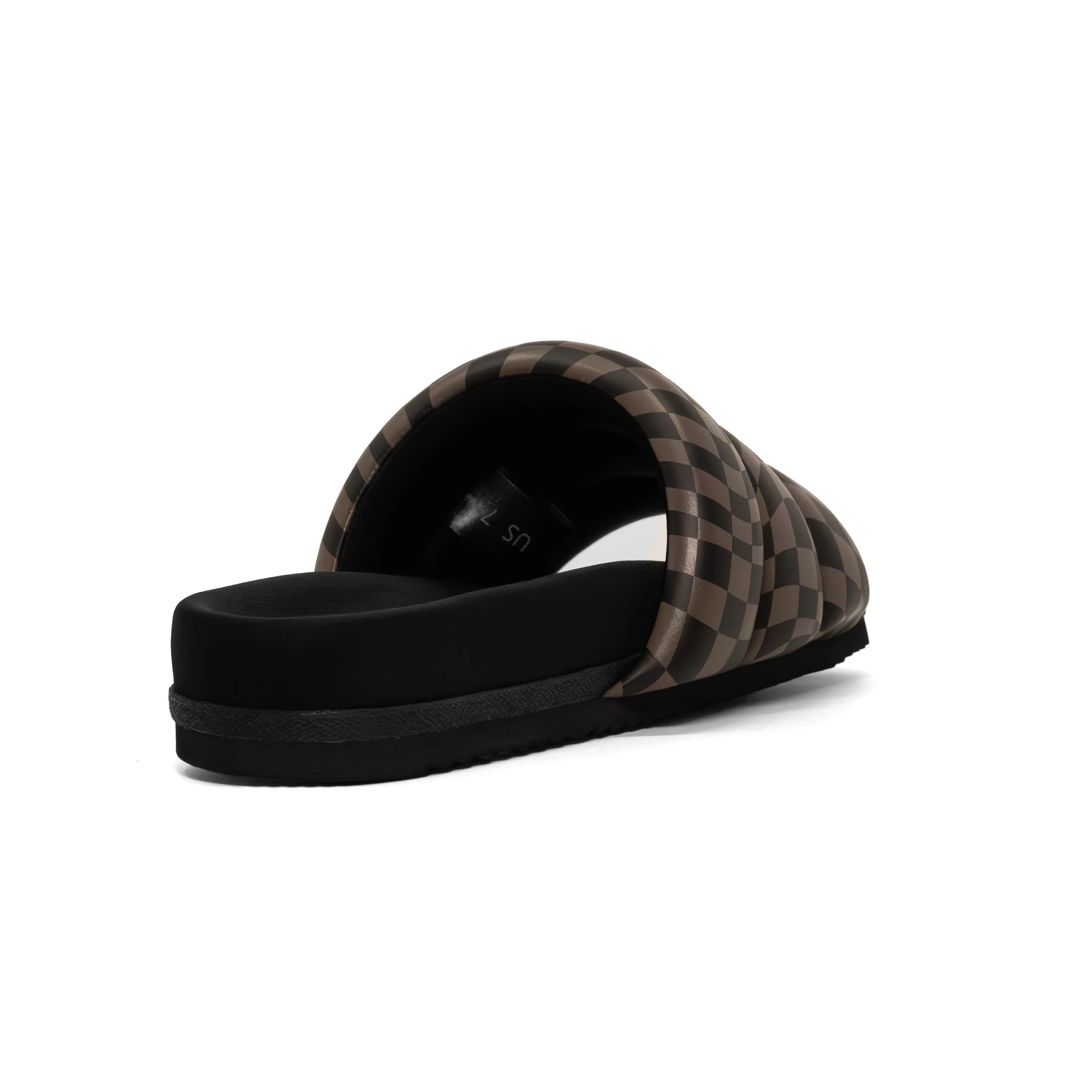 ROAM WAVY CHECK PUFFY BLACK & TAUPE VEGAN LEATHER