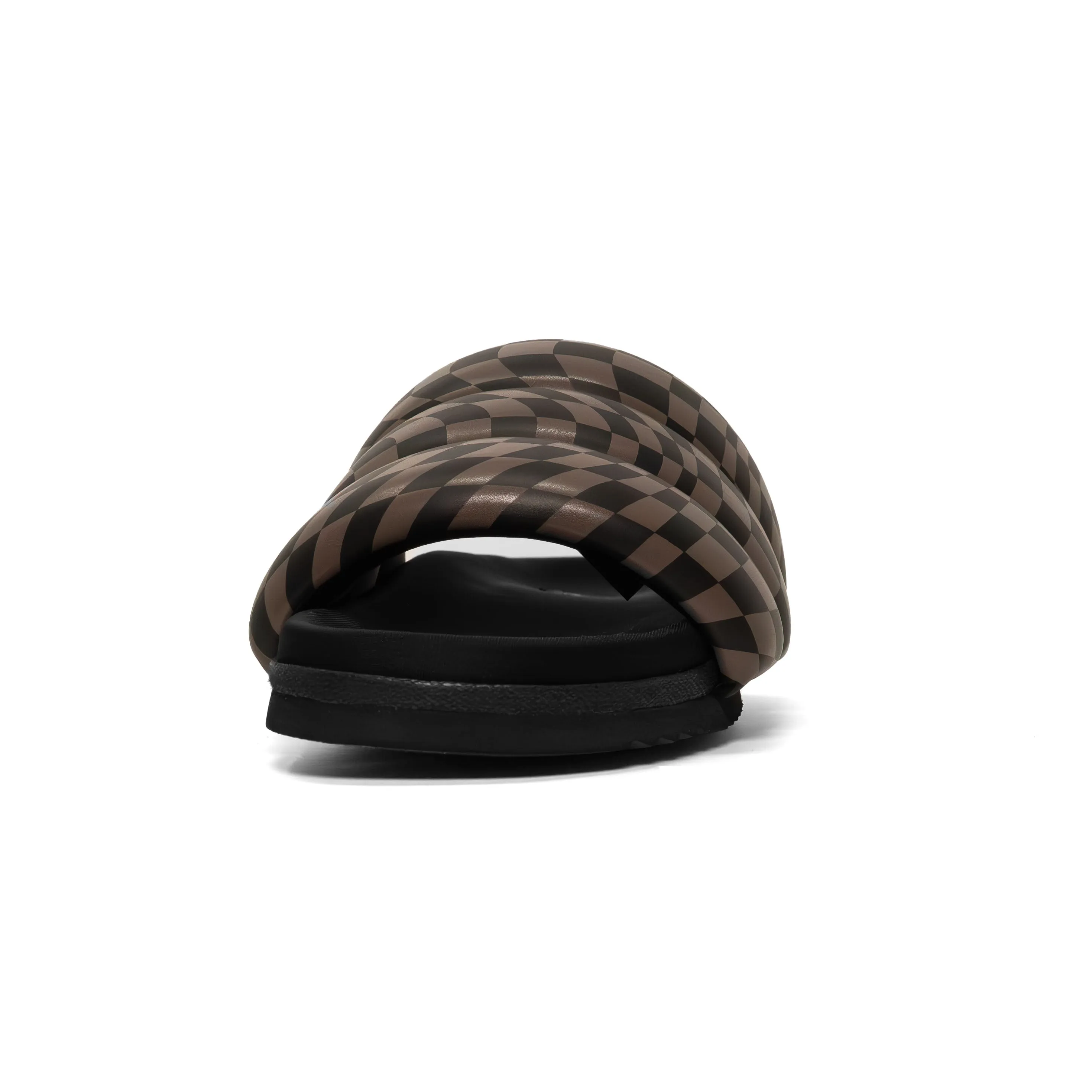 ROAM WAVY CHECK PUFFY BLACK & TAUPE VEGAN LEATHER