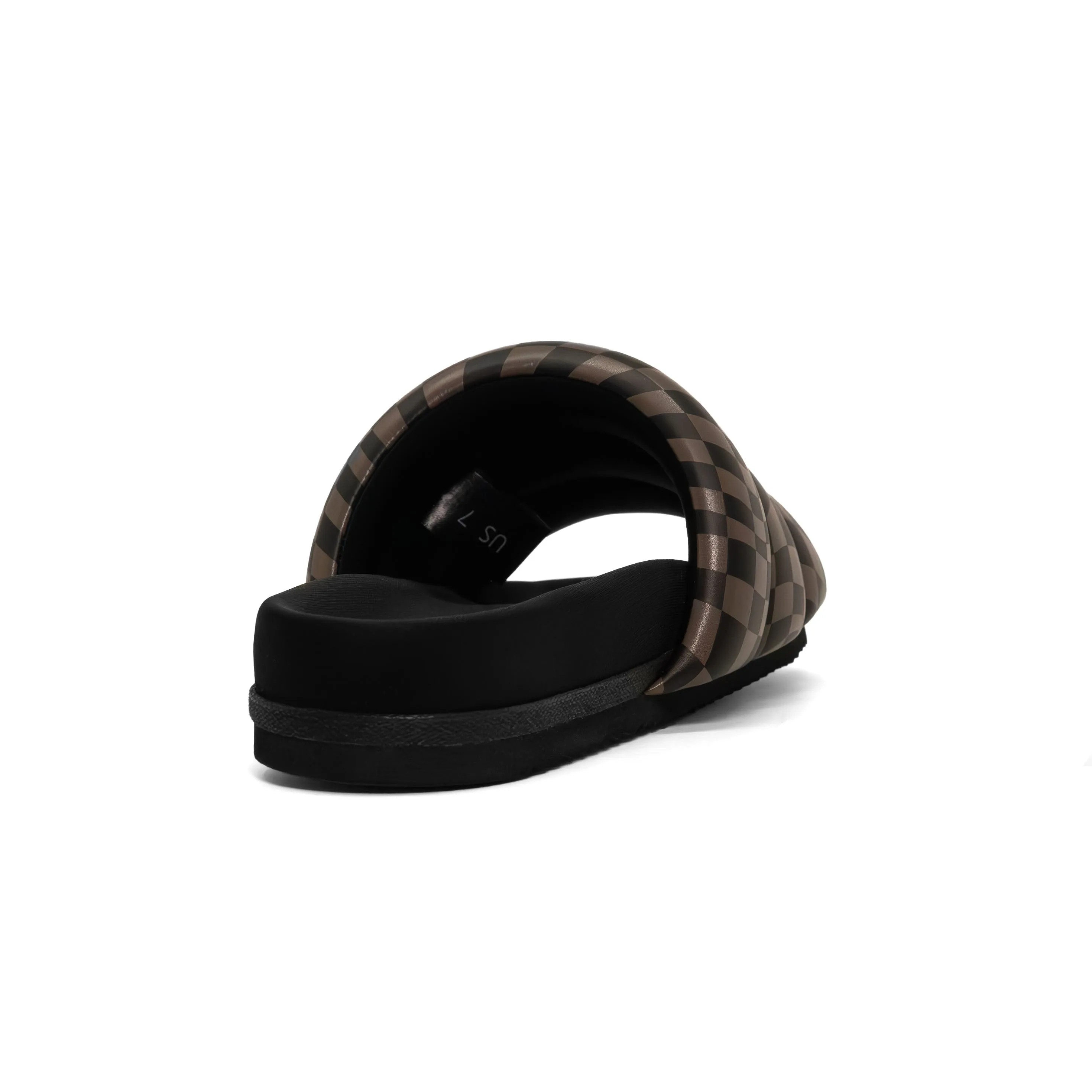 ROAM WAVY CHECK PUFFY BLACK & TAUPE VEGAN LEATHER