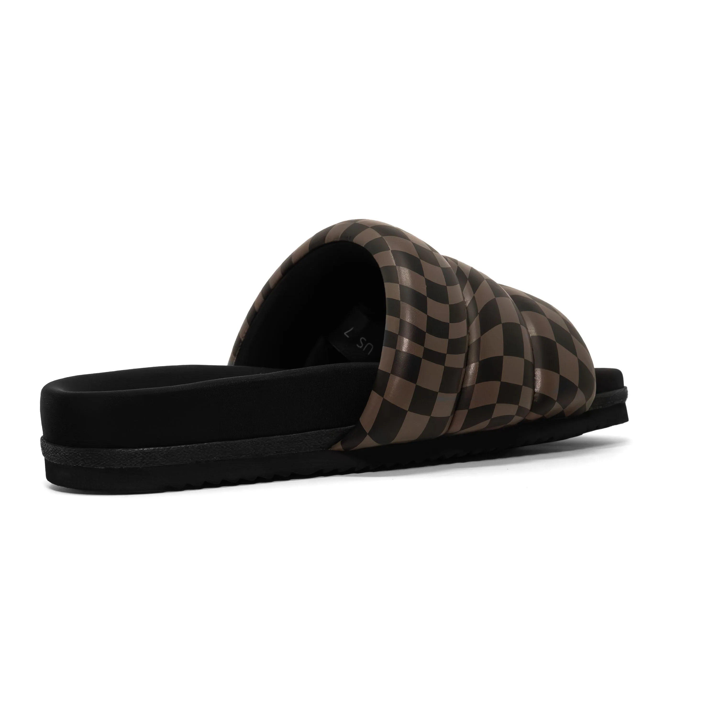 ROAM WAVY CHECK PUFFY BLACK & TAUPE VEGAN LEATHER