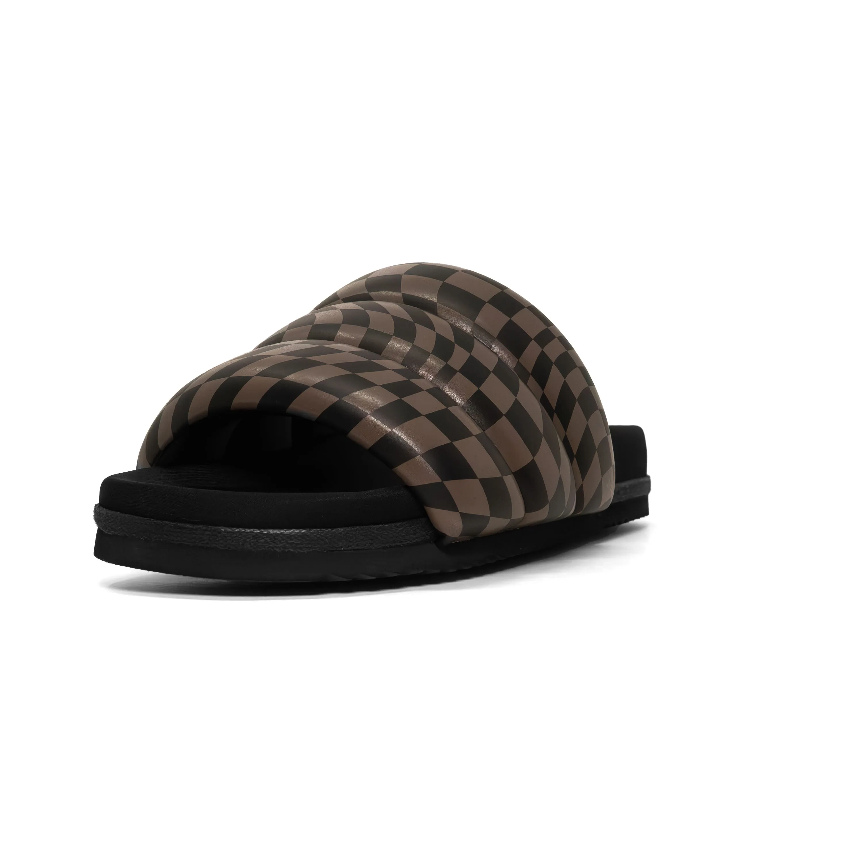 ROAM WAVY CHECK PUFFY BLACK & TAUPE VEGAN LEATHER
