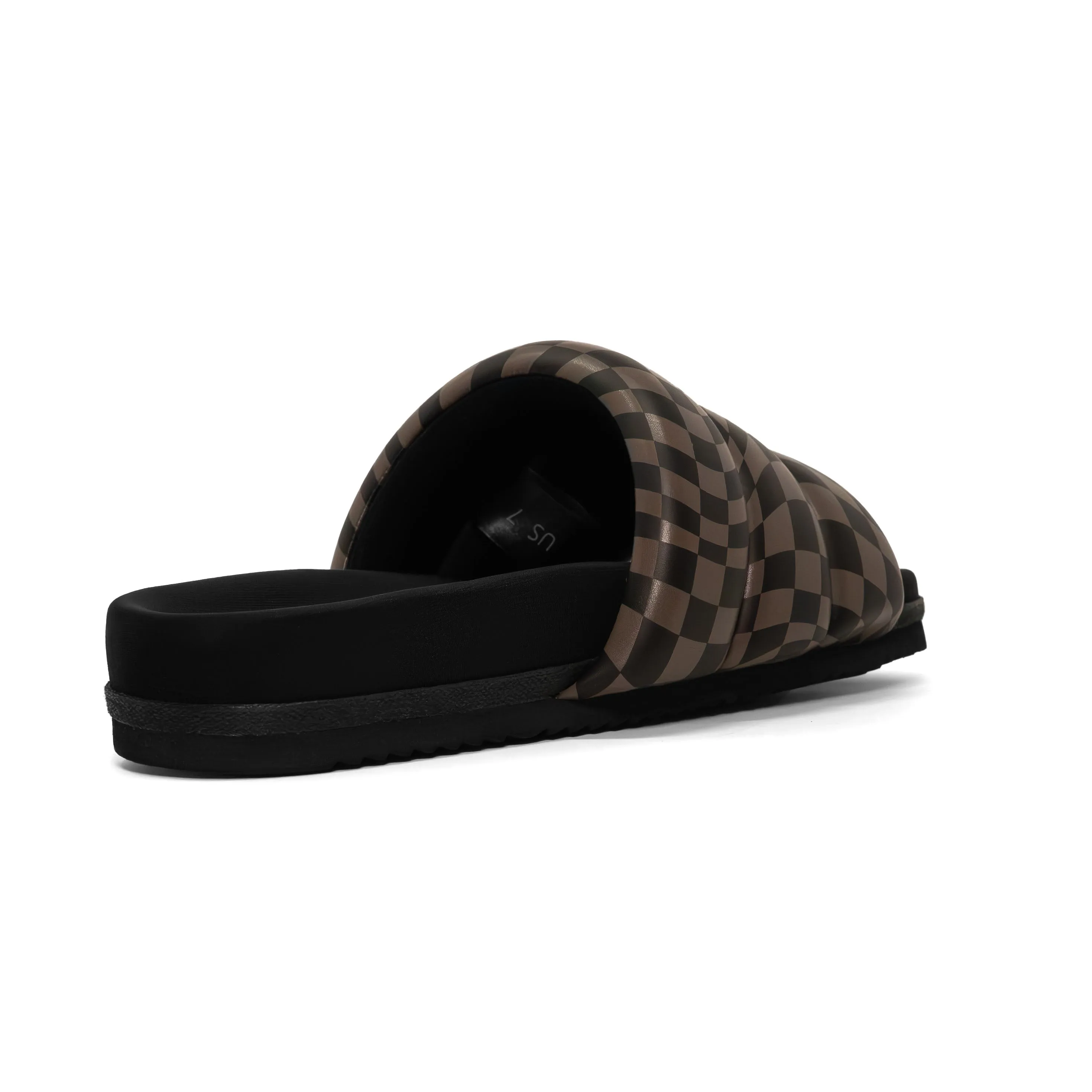 ROAM WAVY CHECK PUFFY BLACK & TAUPE VEGAN LEATHER