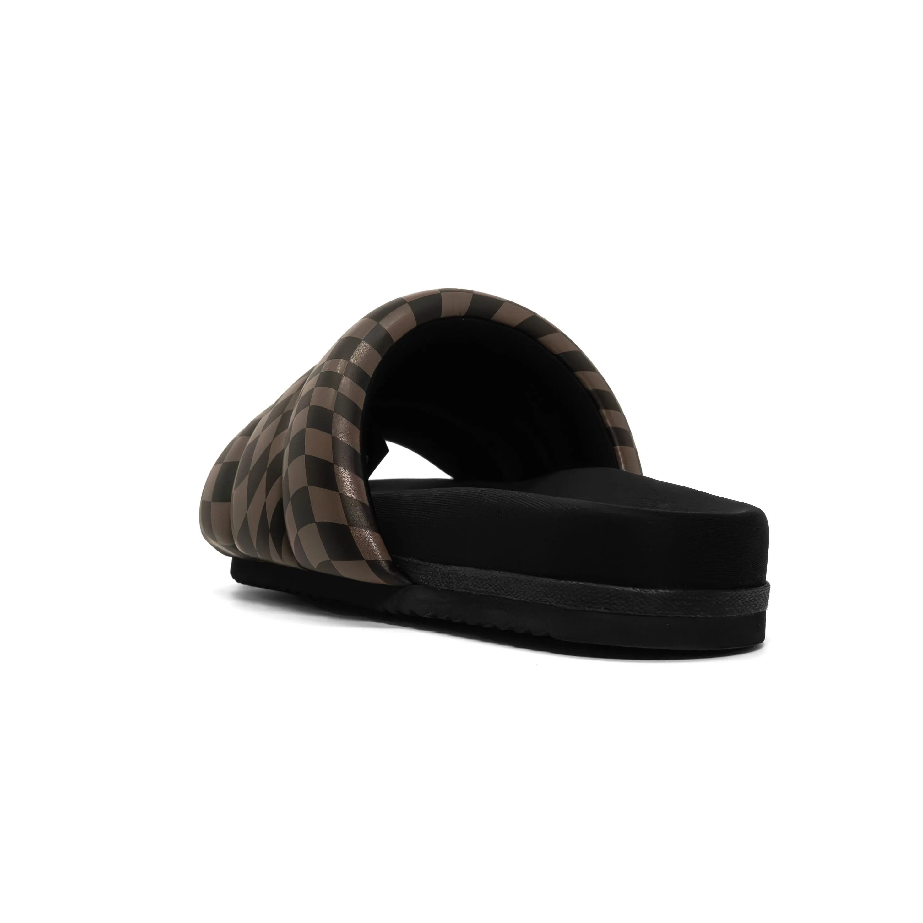 ROAM WAVY CHECK PUFFY BLACK & TAUPE VEGAN LEATHER