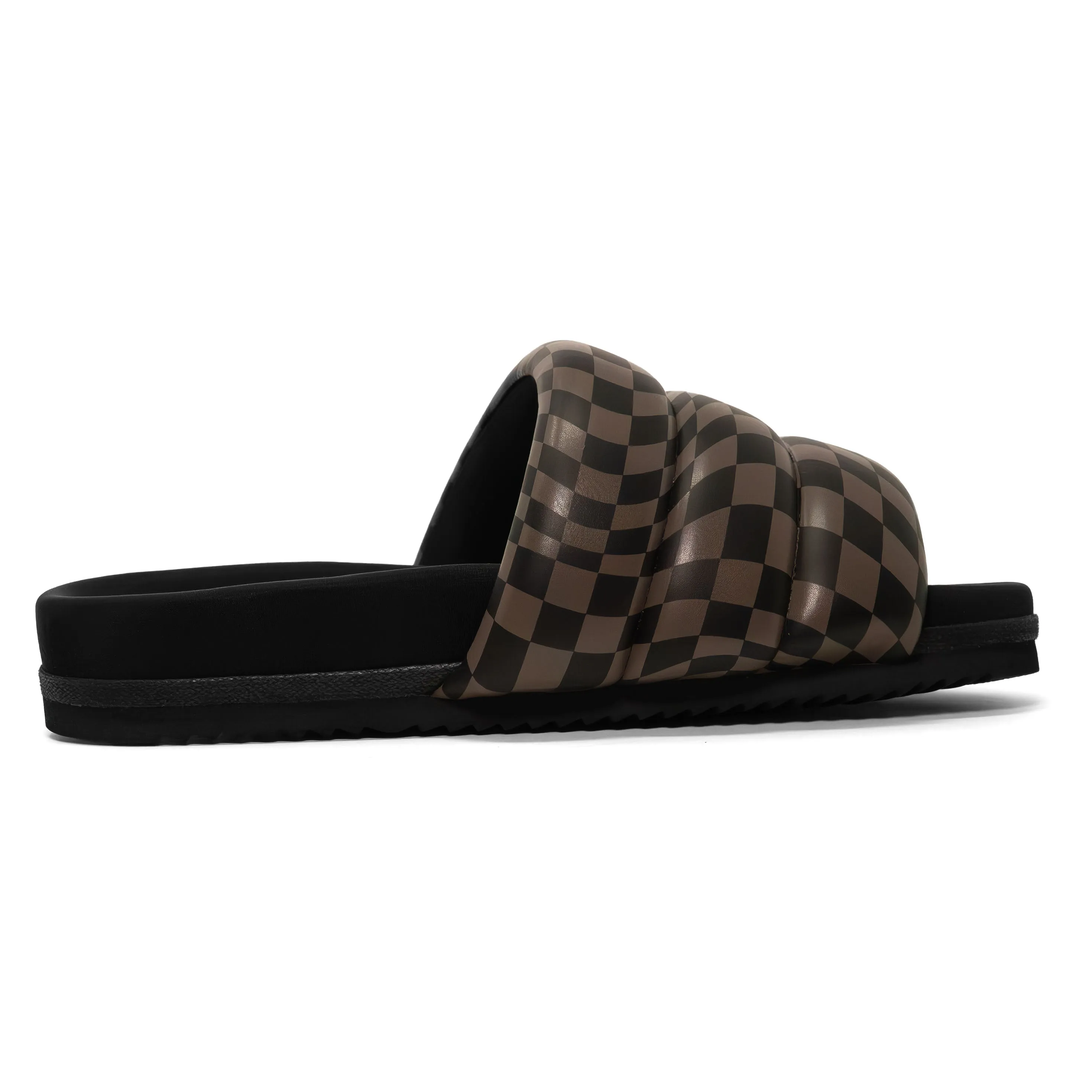 ROAM WAVY CHECK PUFFY BLACK & TAUPE VEGAN LEATHER