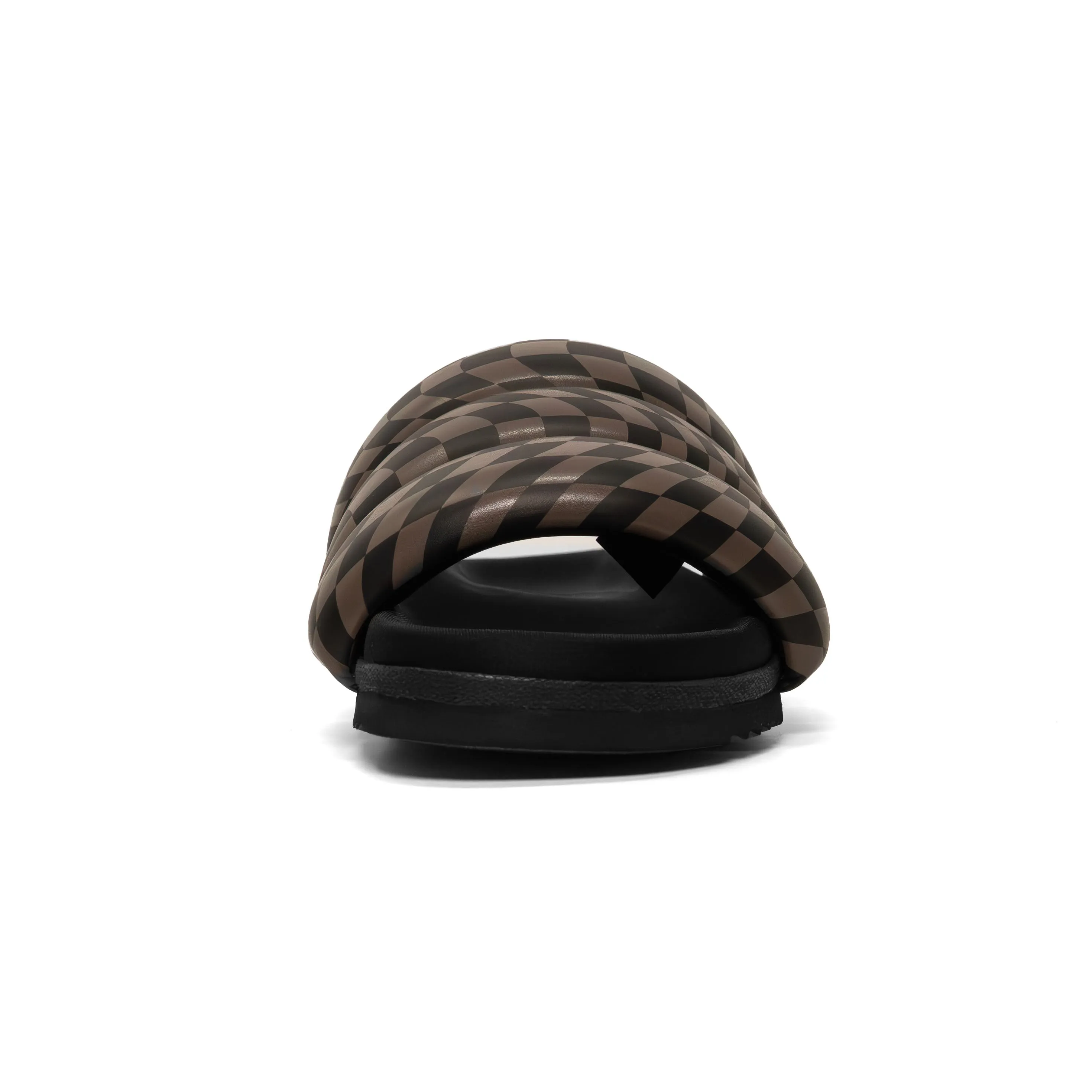 ROAM WAVY CHECK PUFFY BLACK & TAUPE VEGAN LEATHER