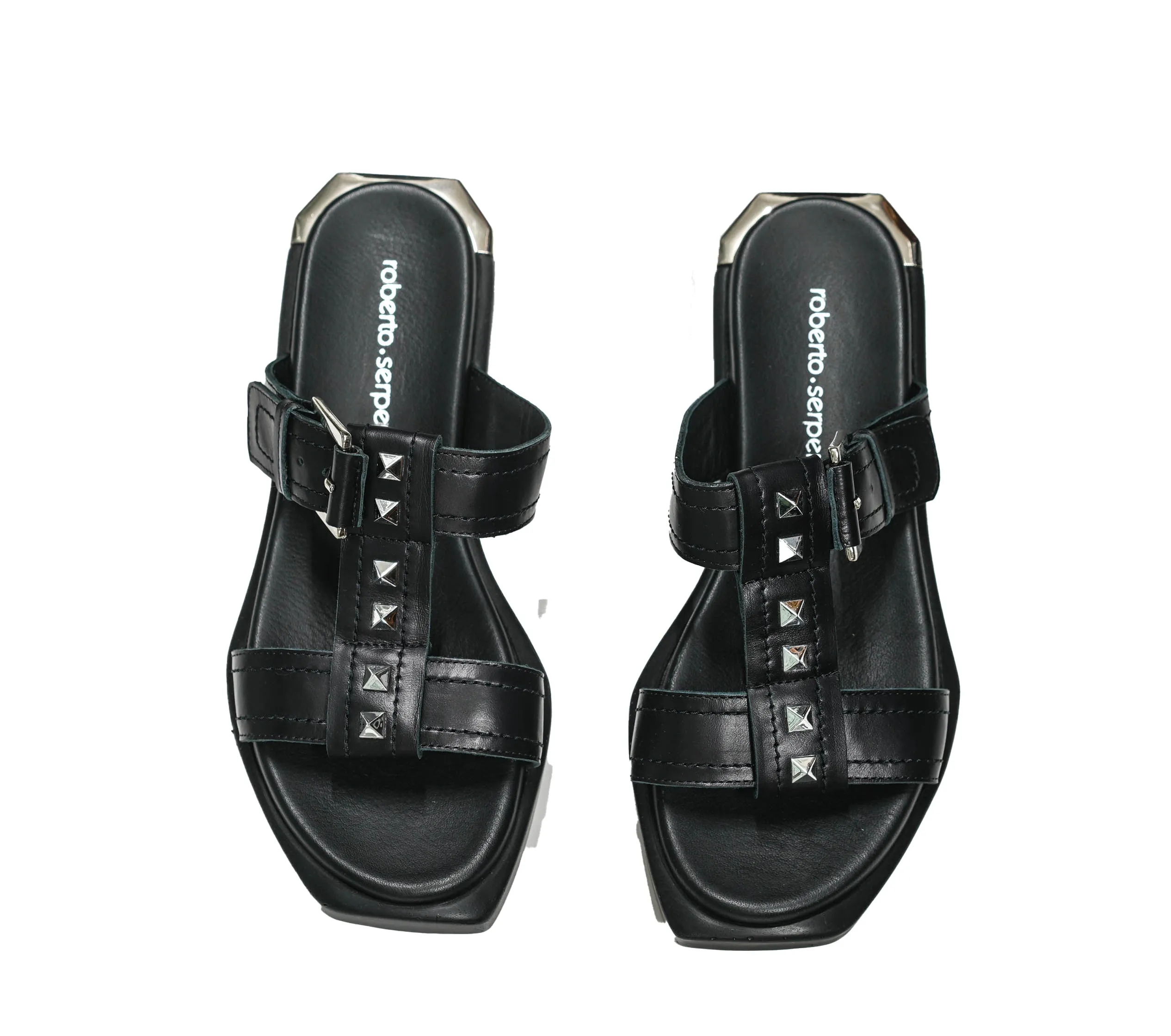 Roberto Serpentini Women's Black Leather Sandal 17501 40% OFF