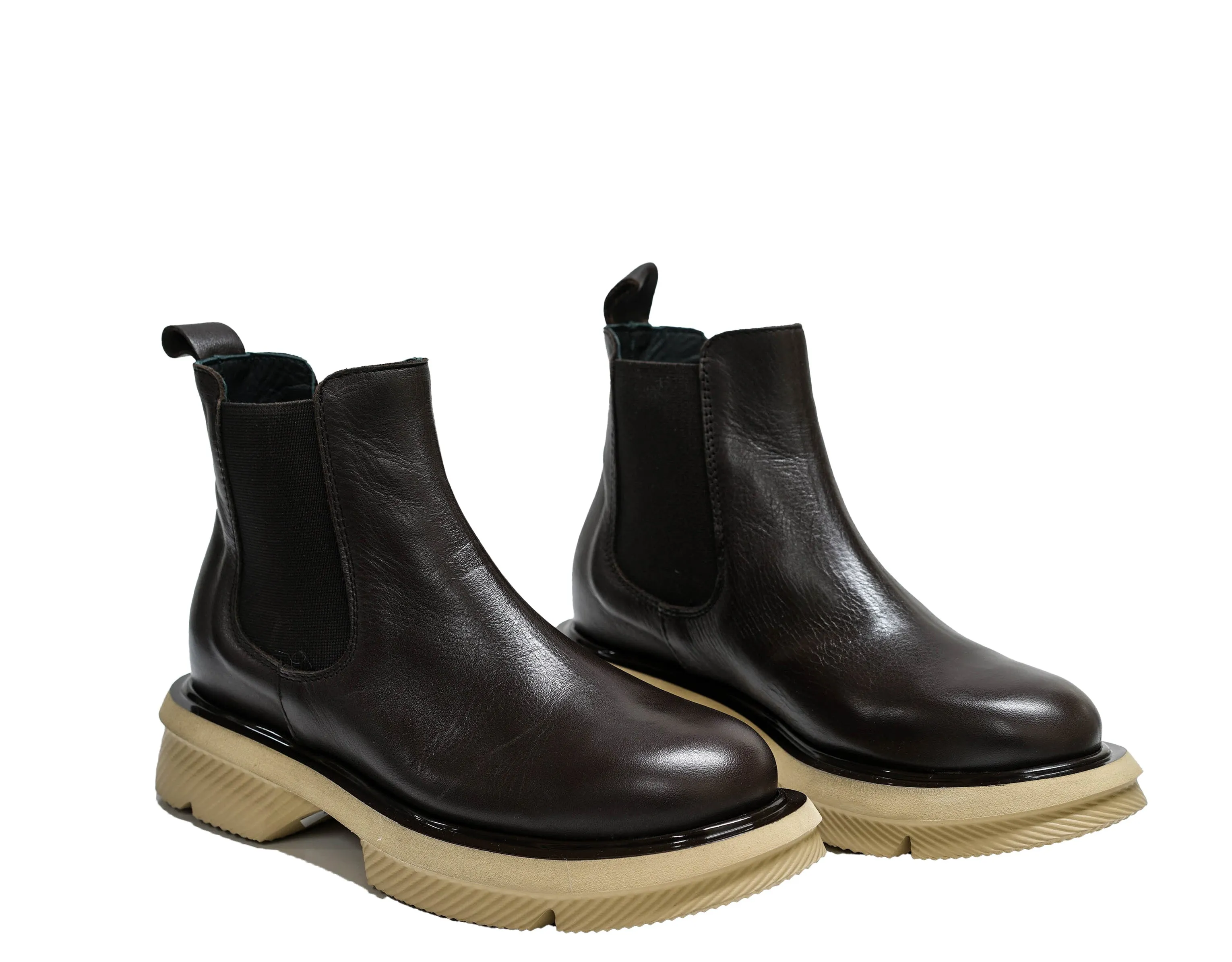 Roberto Serpentini Women's Leather Dark Brown Boots Beatles 30% off