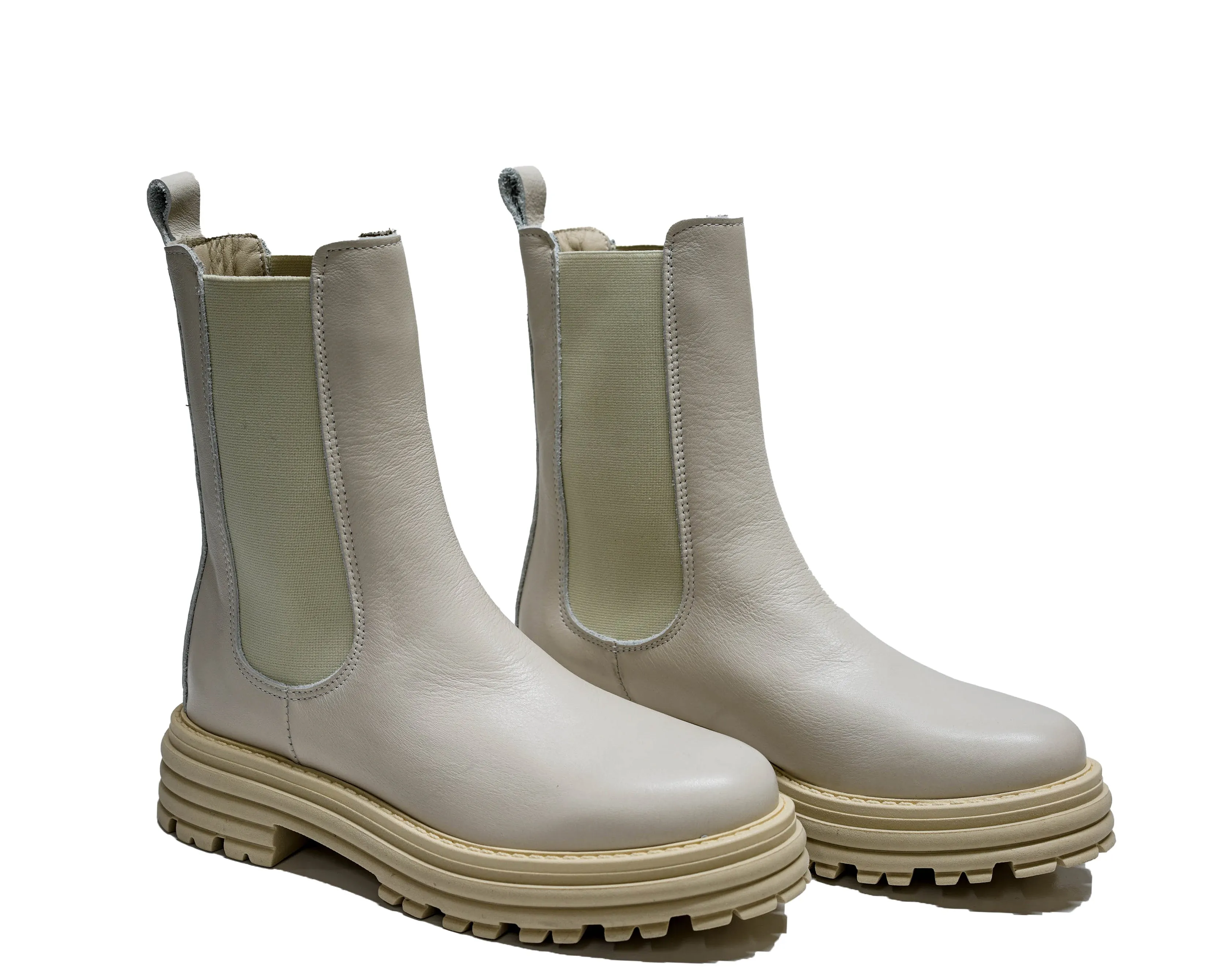 Roberto Serpentini Women's Leather Pale Grey Pull On Boots Beatles 30% OFF