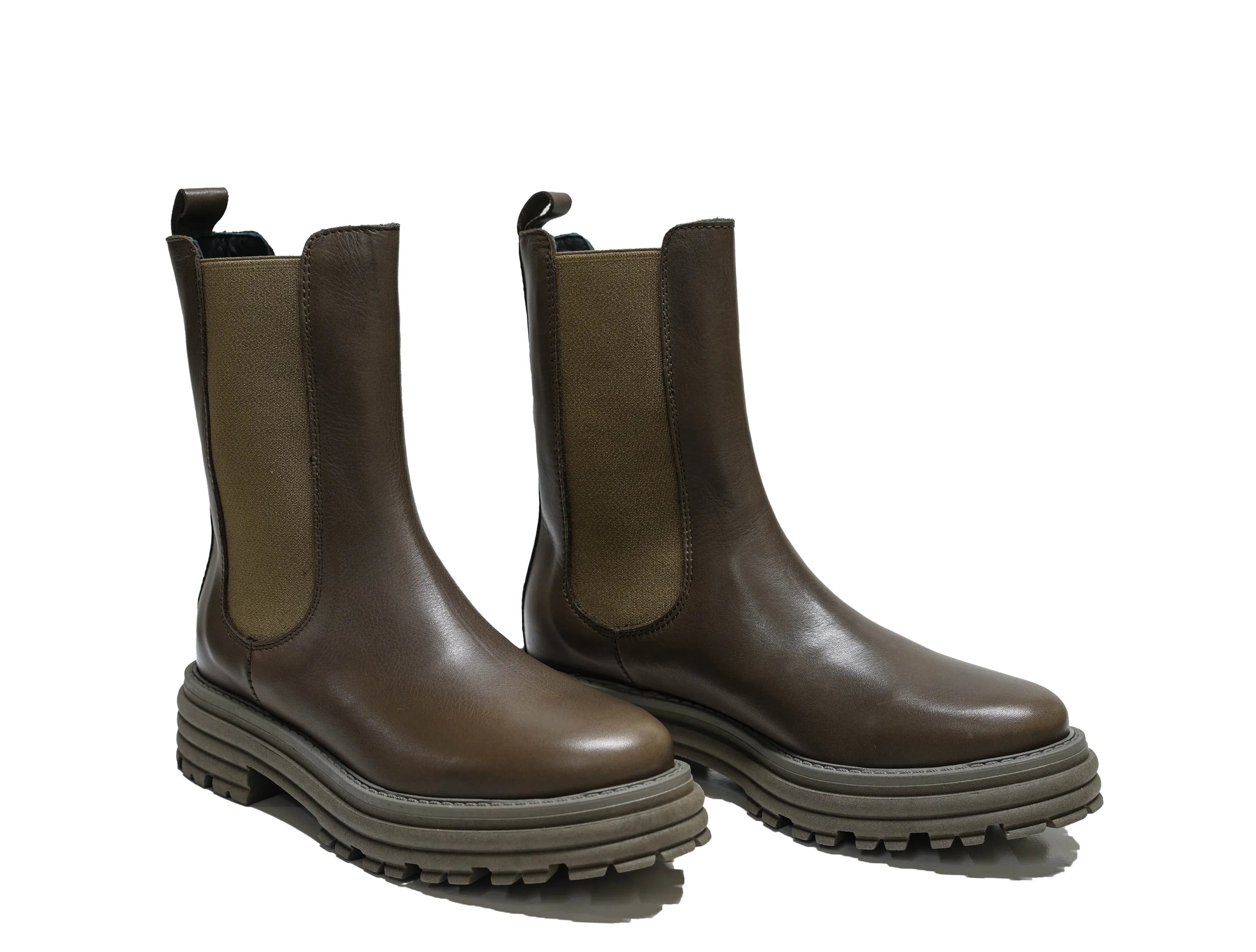 Roberto Serpentini Women's Leather Taupe Pull On Boots Beatles 30% OFF