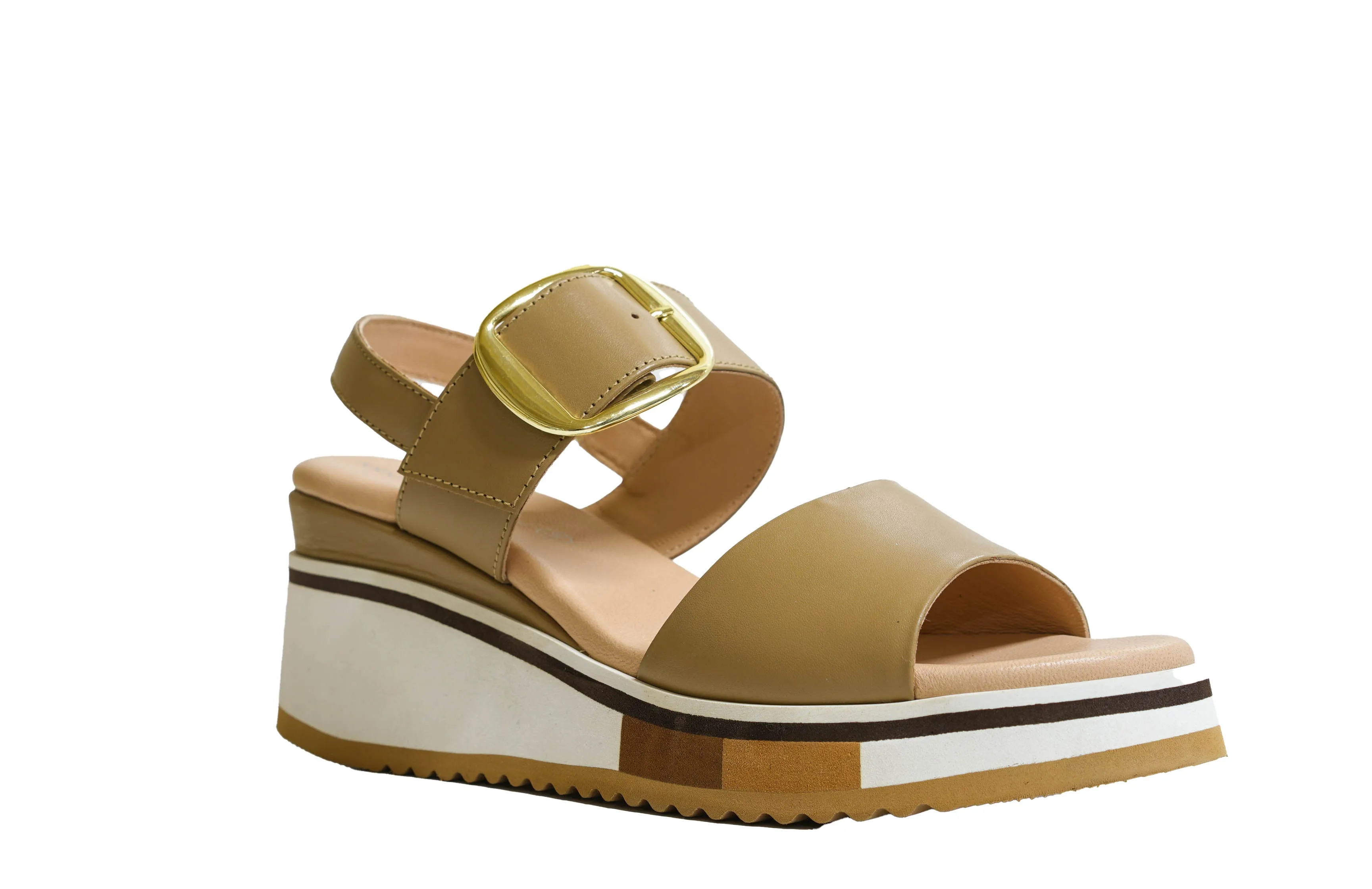 Roberto Serpentini Women's Tan Stripe Sandal 5126 30% OFF