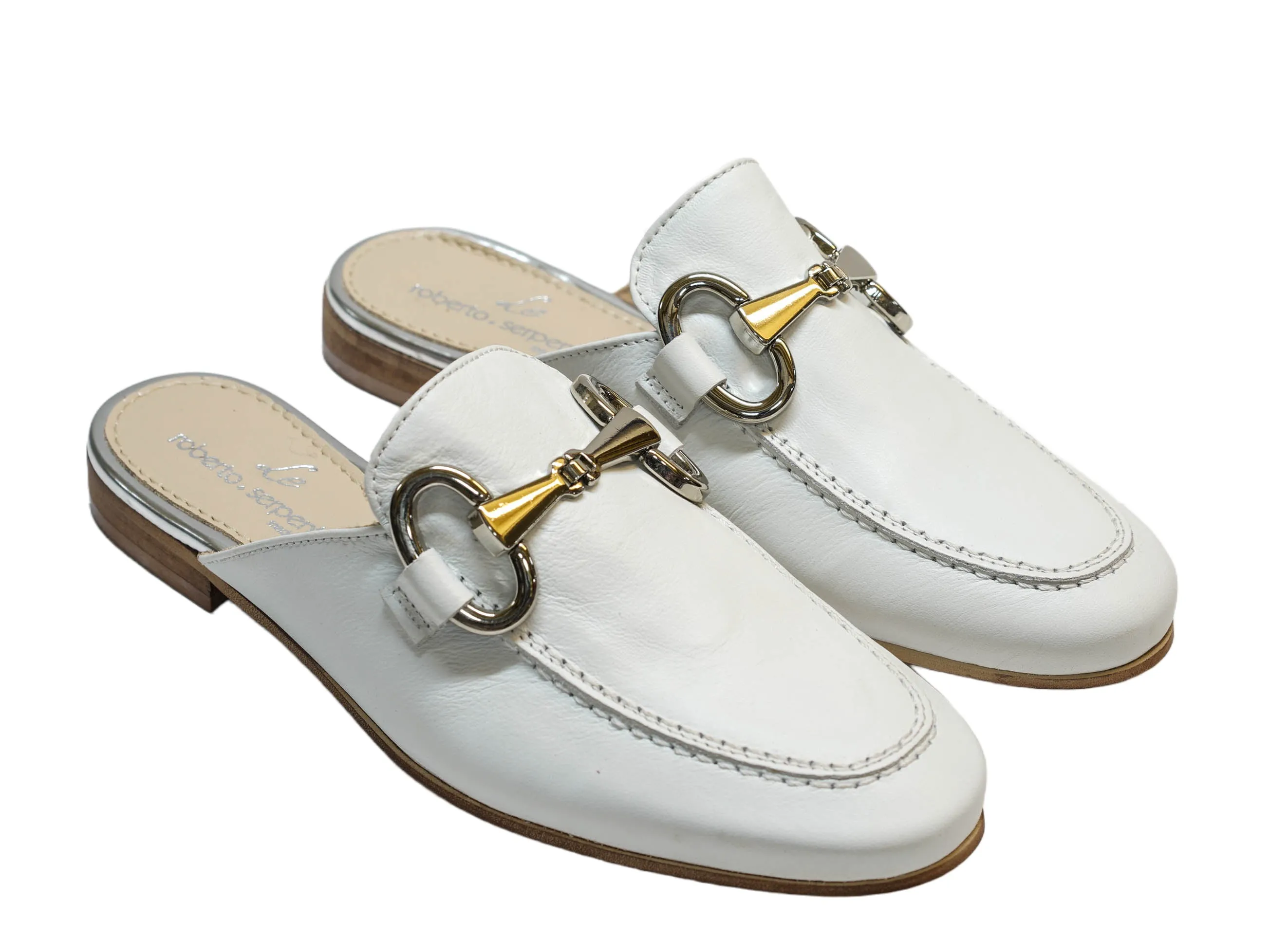 Roberto Serpentini Women’s White Chain Leather Mule 1097