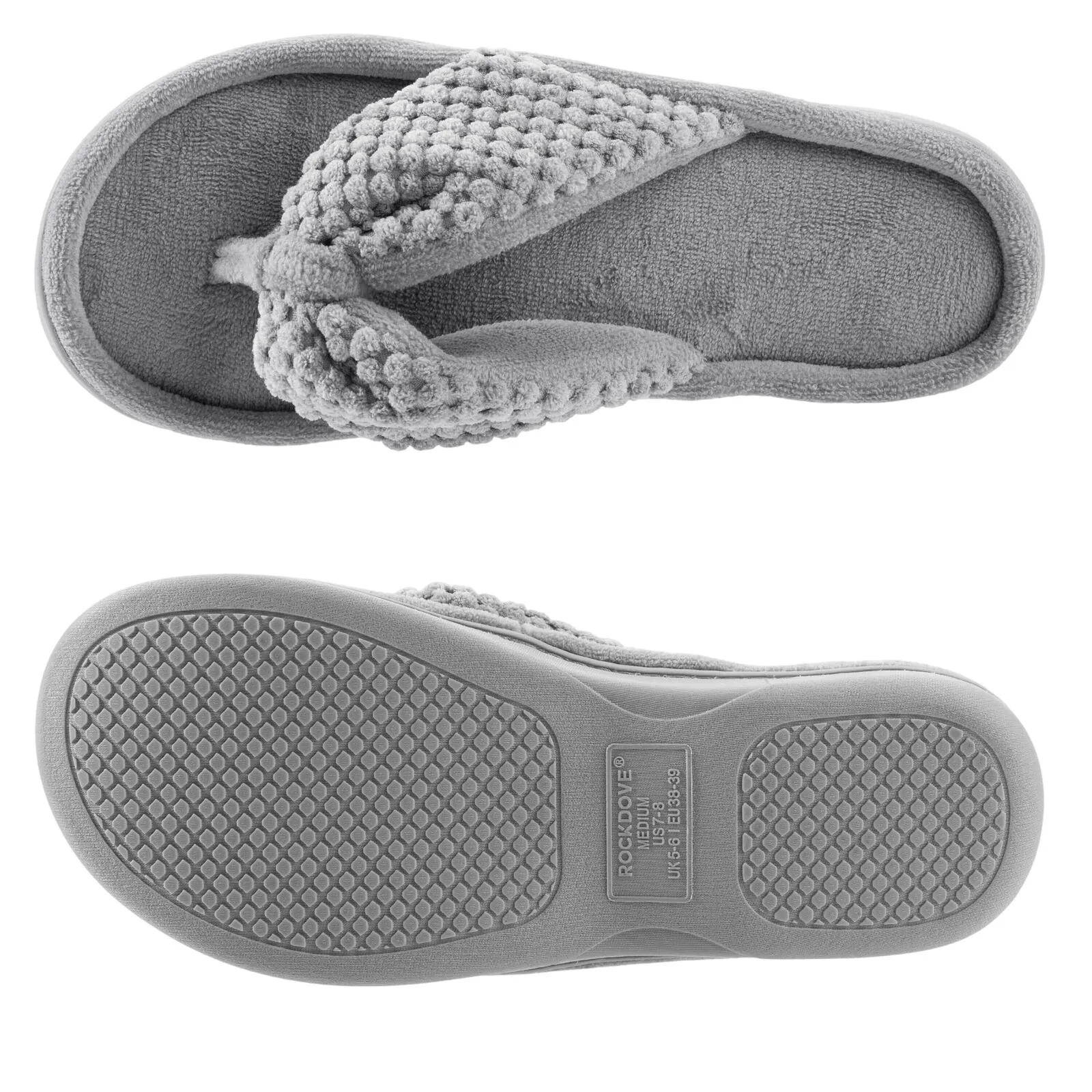 Rockdove Women's Cozy Memory Foam Flip Flop Slipper 167bcd39917015 Gray L (9-10)