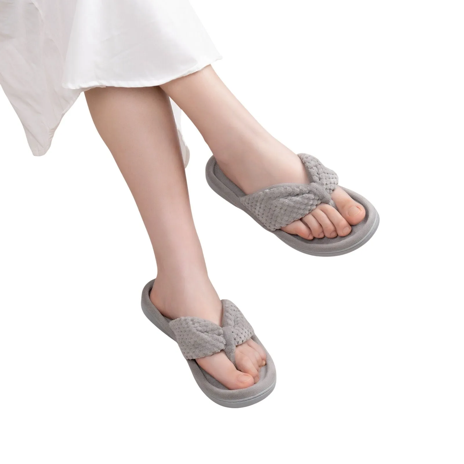 Rockdove Women's Cozy Memory Foam Flip Flop Slipper 167bcd39917015 Gray L (9-10)