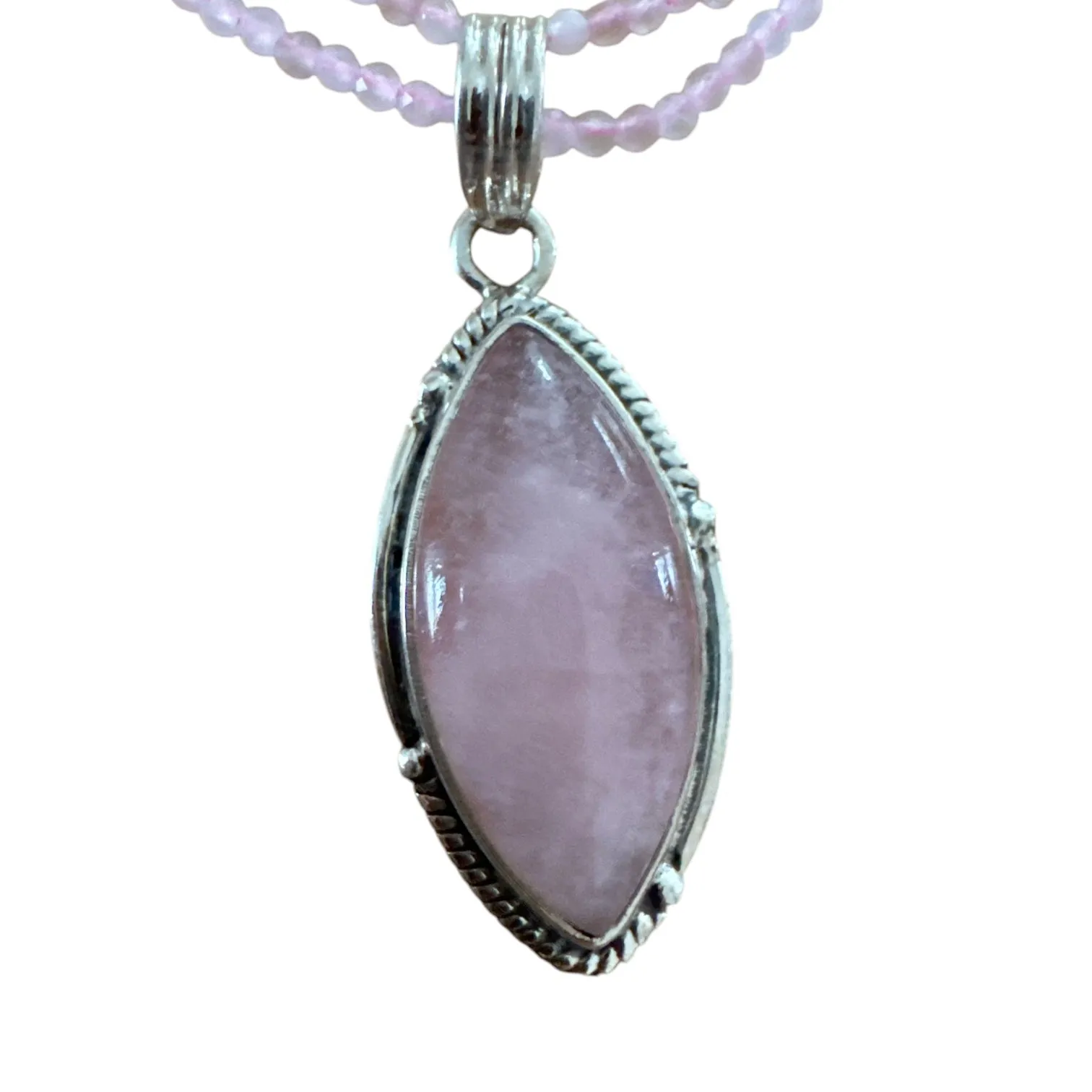 Rose Quartz Solid 925 Sterling Silver Pendant Necklace