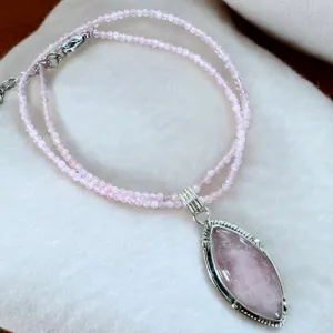 Rose Quartz Solid 925 Sterling Silver Pendant Necklace