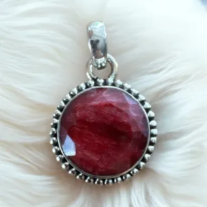 Ruby Solid 925 Sterling Silver Pendant