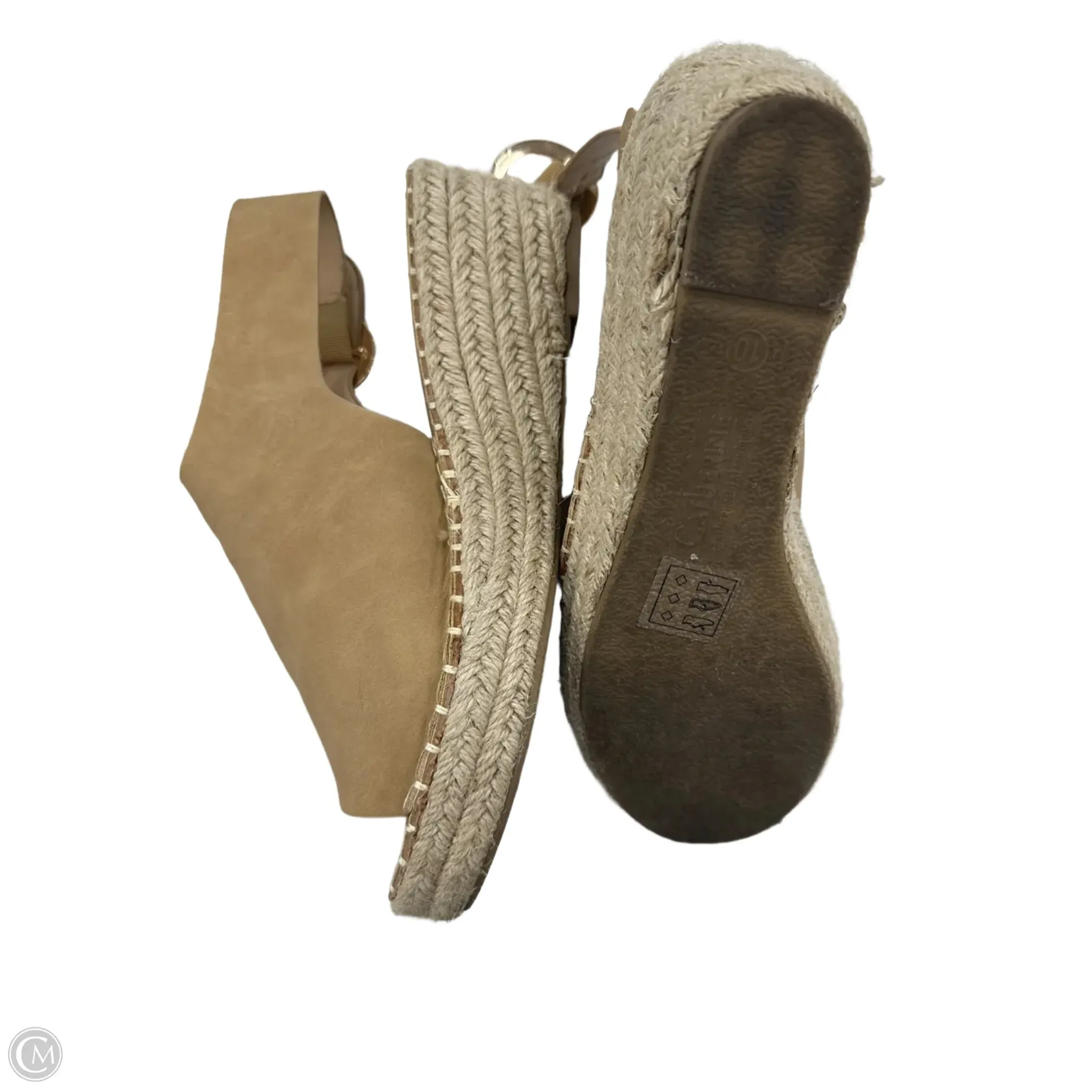 Sandals Heels Wedge By Catherine Malandrino In Tan, Size: 10