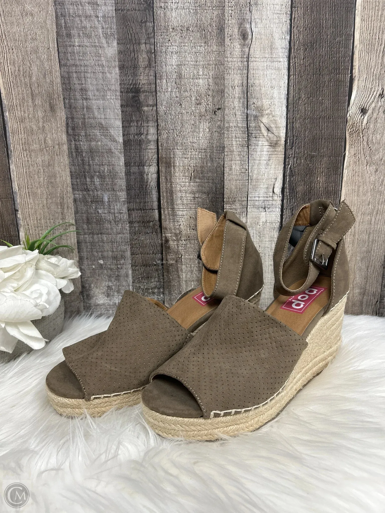 Sandals Heels Wedge By Cme In Green, Size: 10