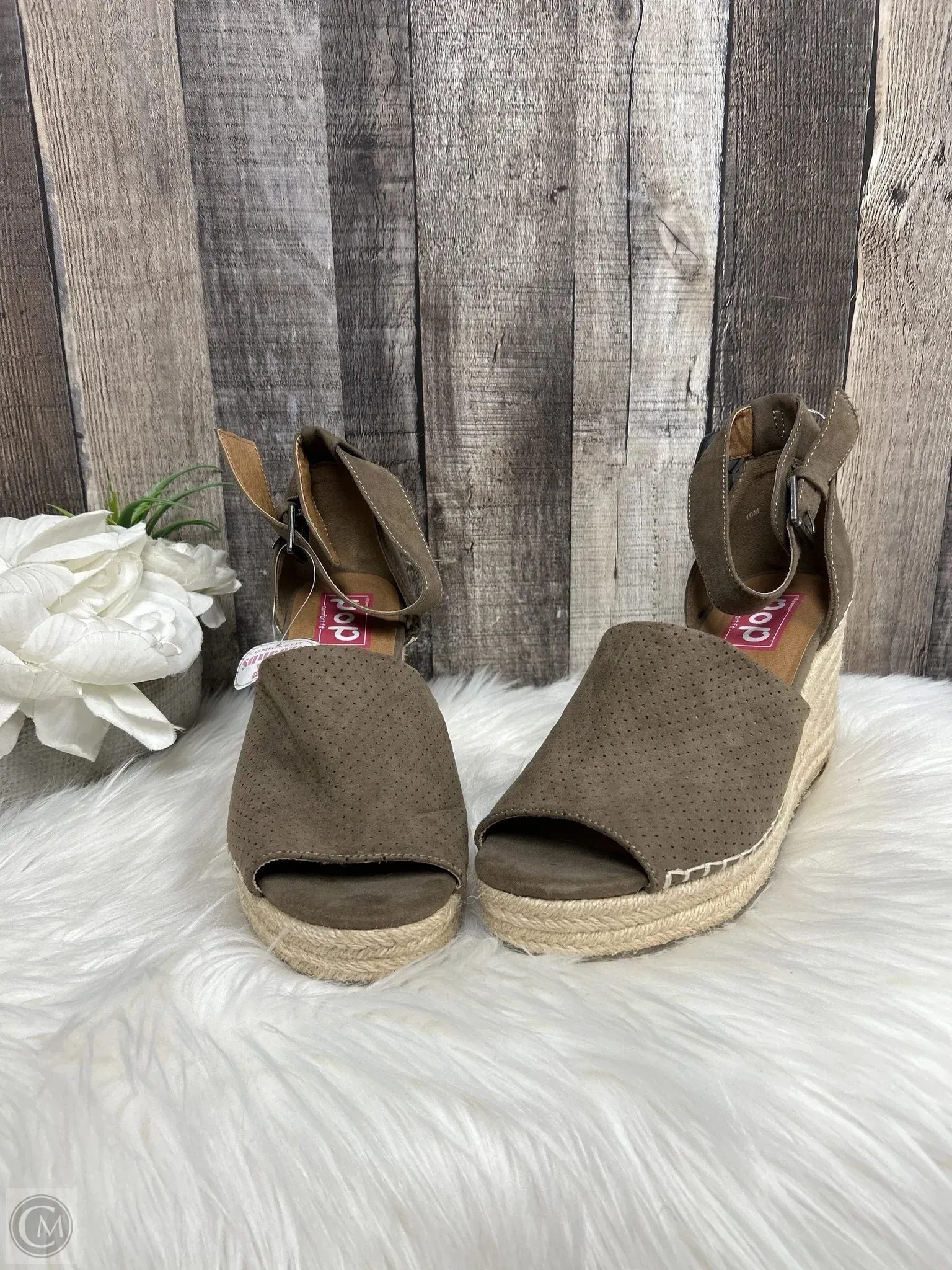 Sandals Heels Wedge By Cme In Green, Size: 10