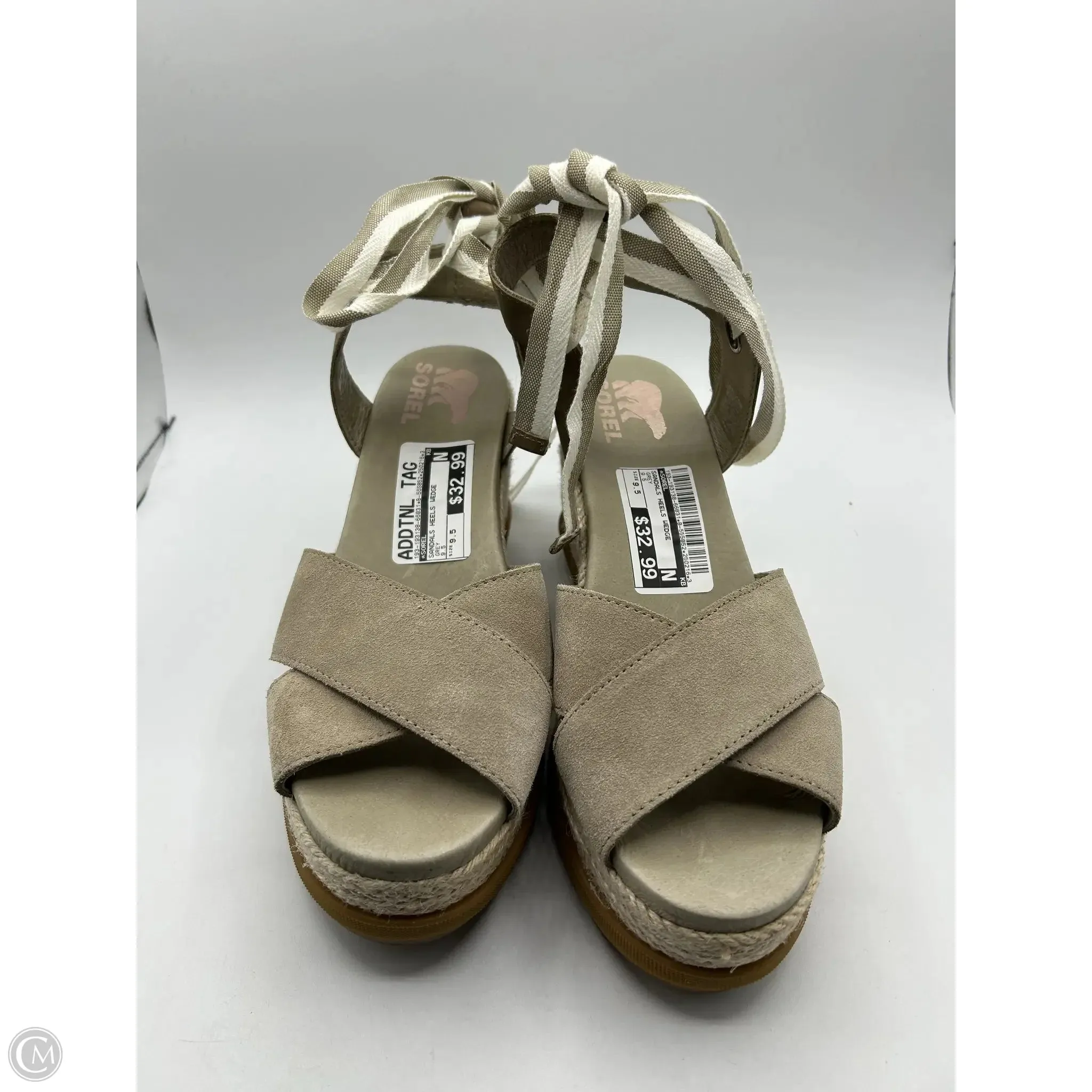 Sandals Heels Wedge By Sorel In Grey, Size: 9.5