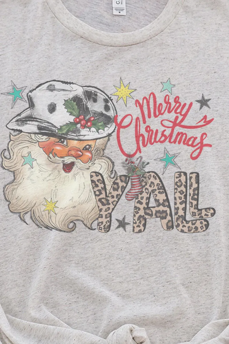Santa Merry Christmas Y'all Tri-Blend Short Sleeve Tee
