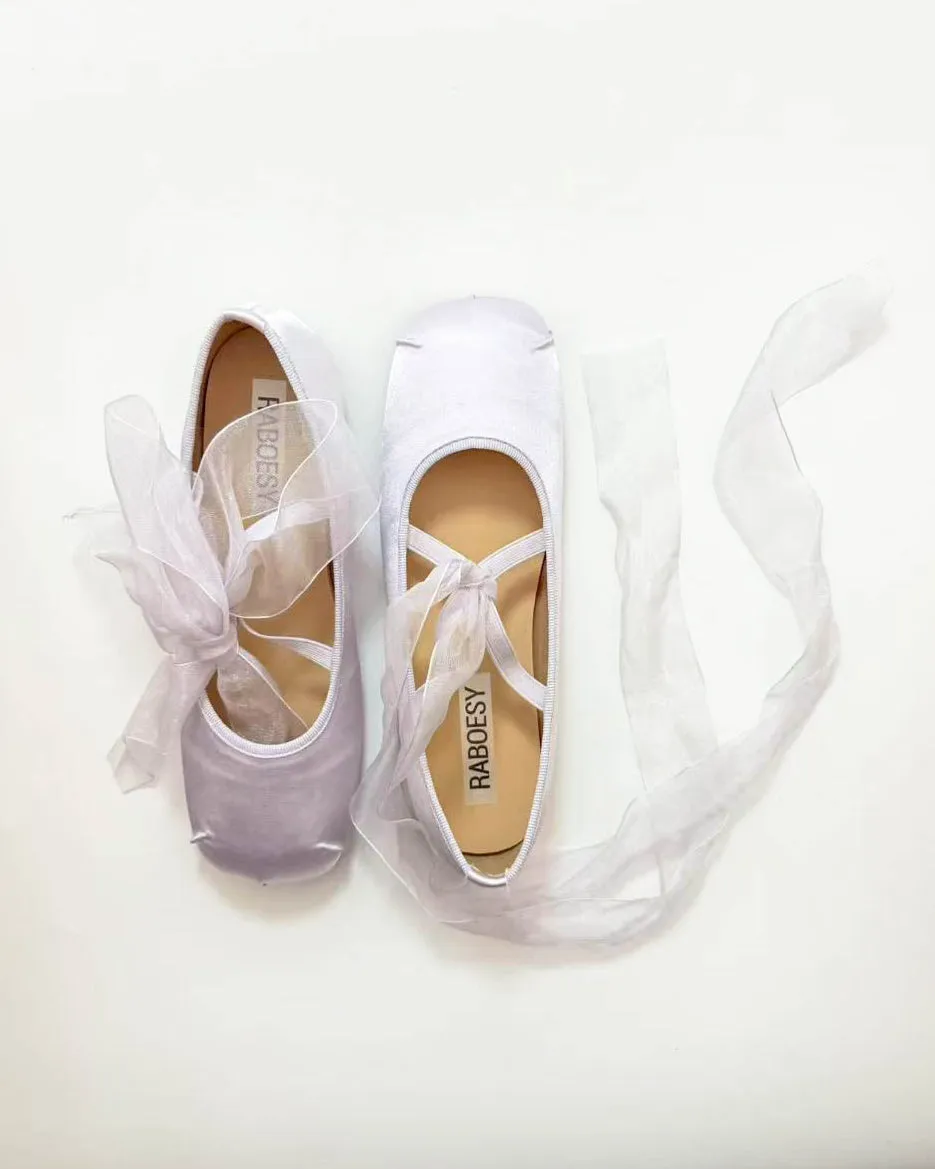 Satin Cross Tied Ballet Flats