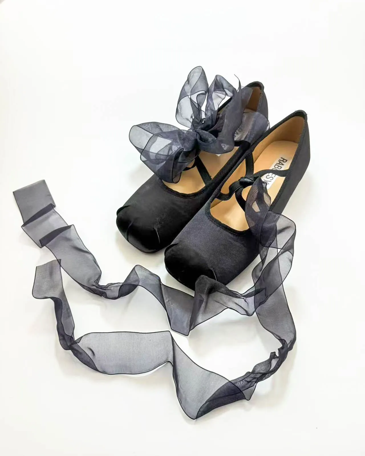 Satin Cross Tied Ballet Flats