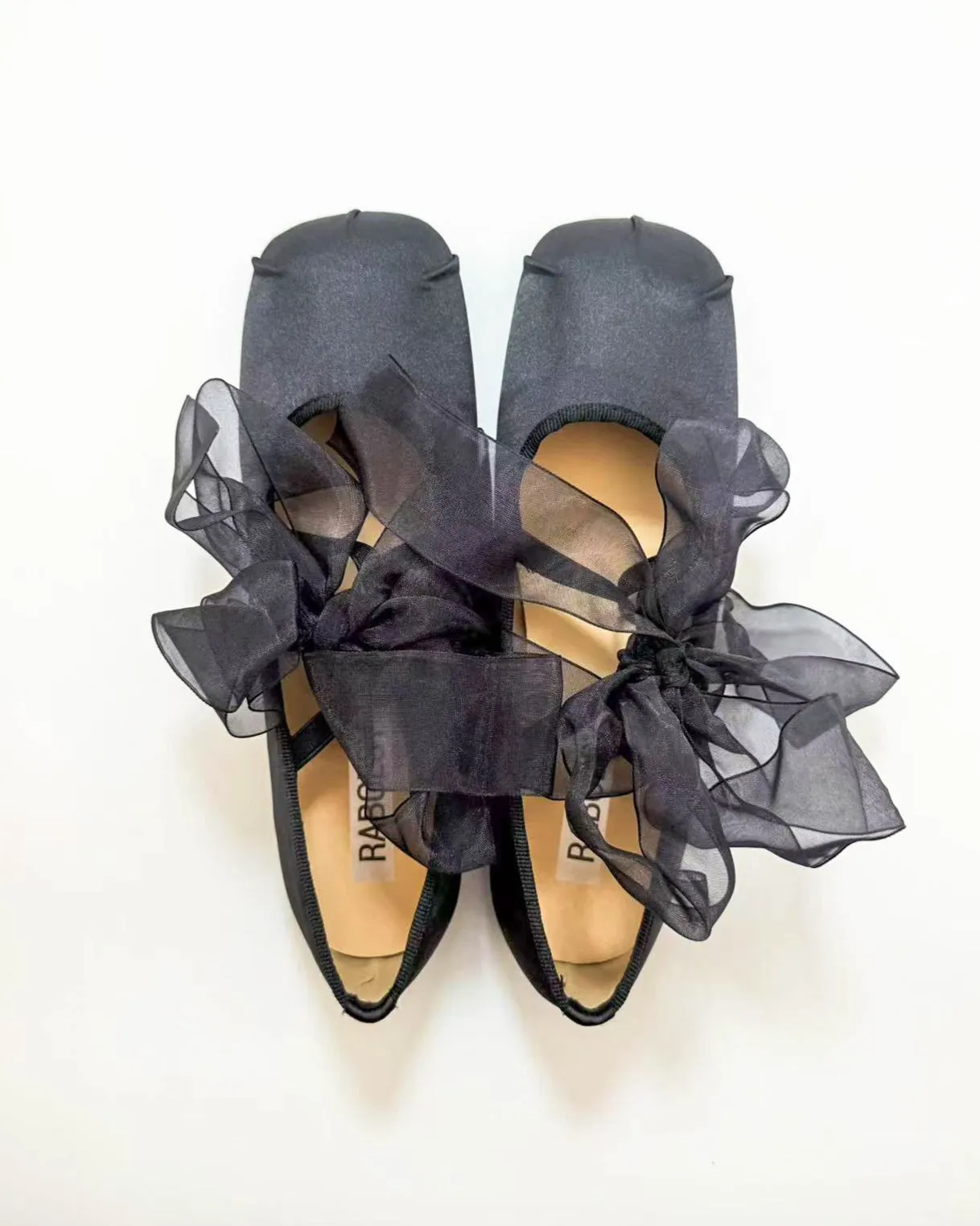 Satin Cross Tied Ballet Flats