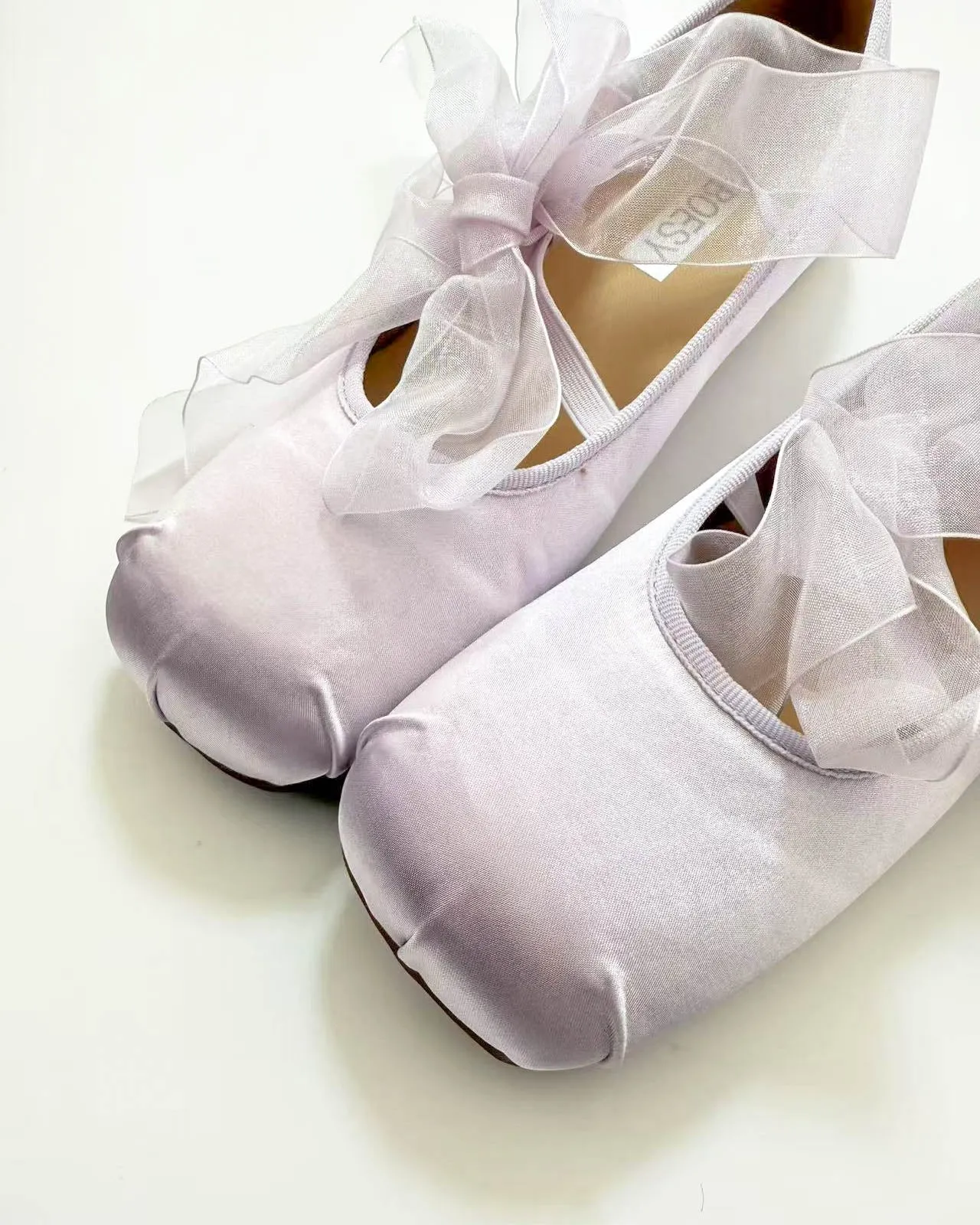 Satin Cross Tied Ballet Flats