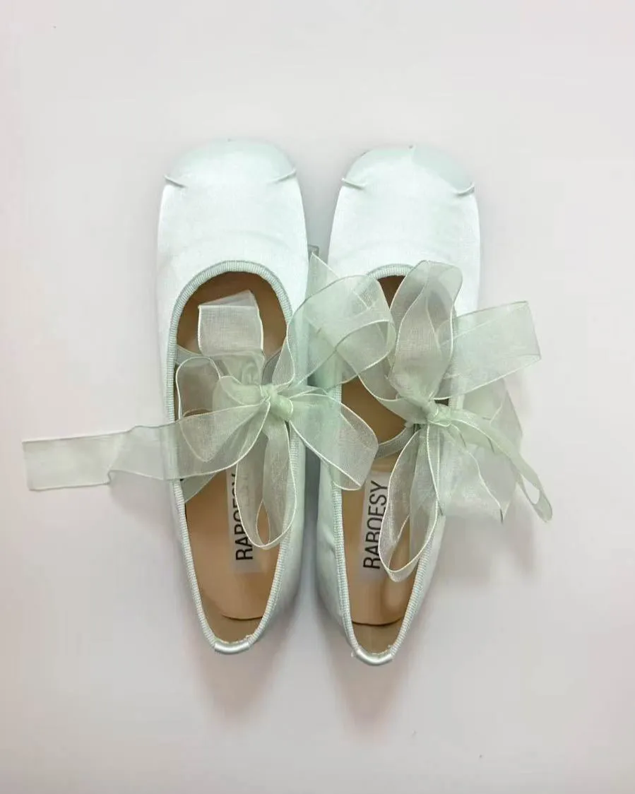 Satin Cross Tied Ballet Flats