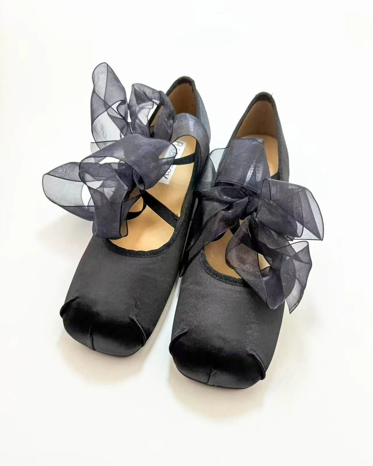 Satin Cross Tied Ballet Flats