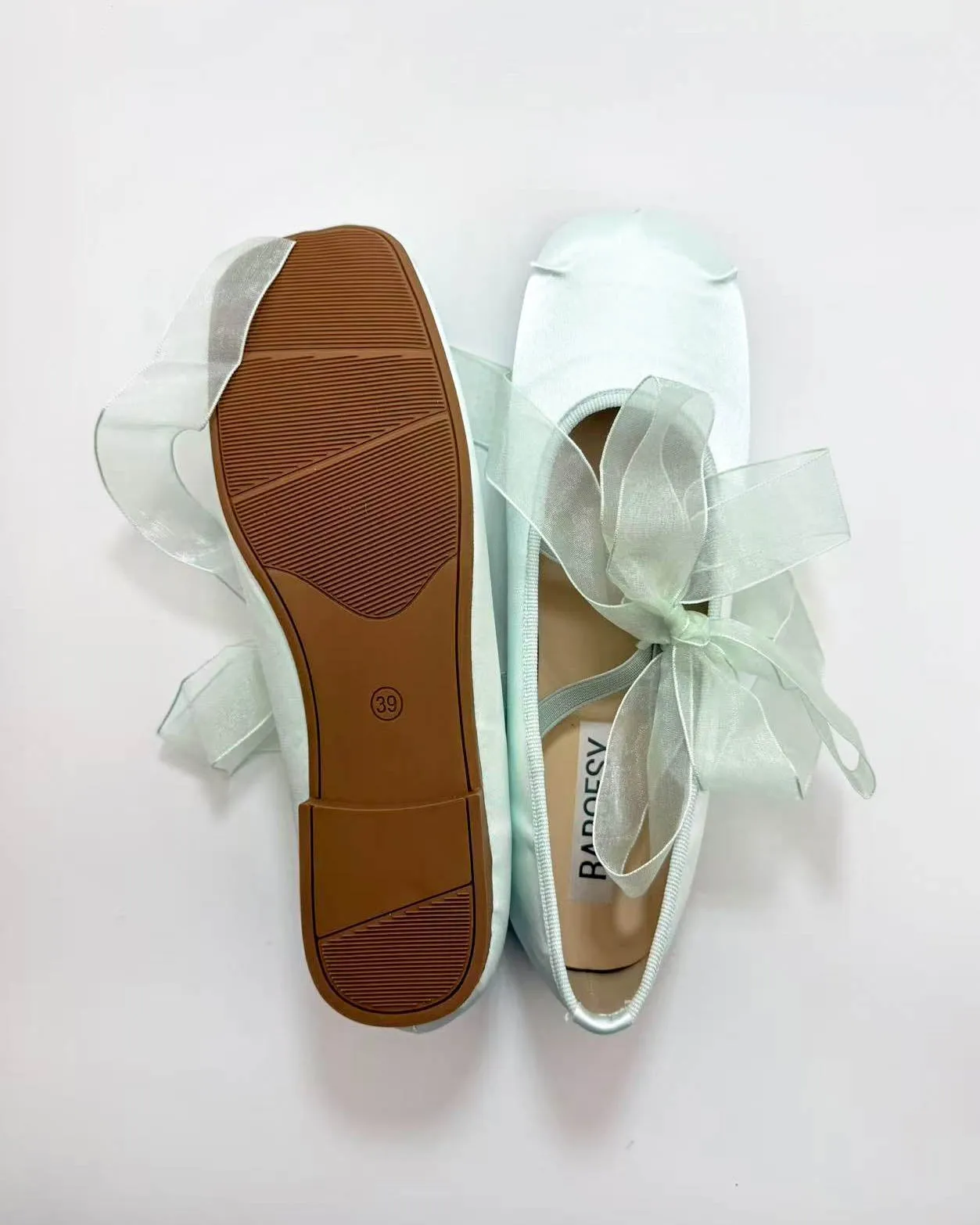 Satin Cross Tied Ballet Flats