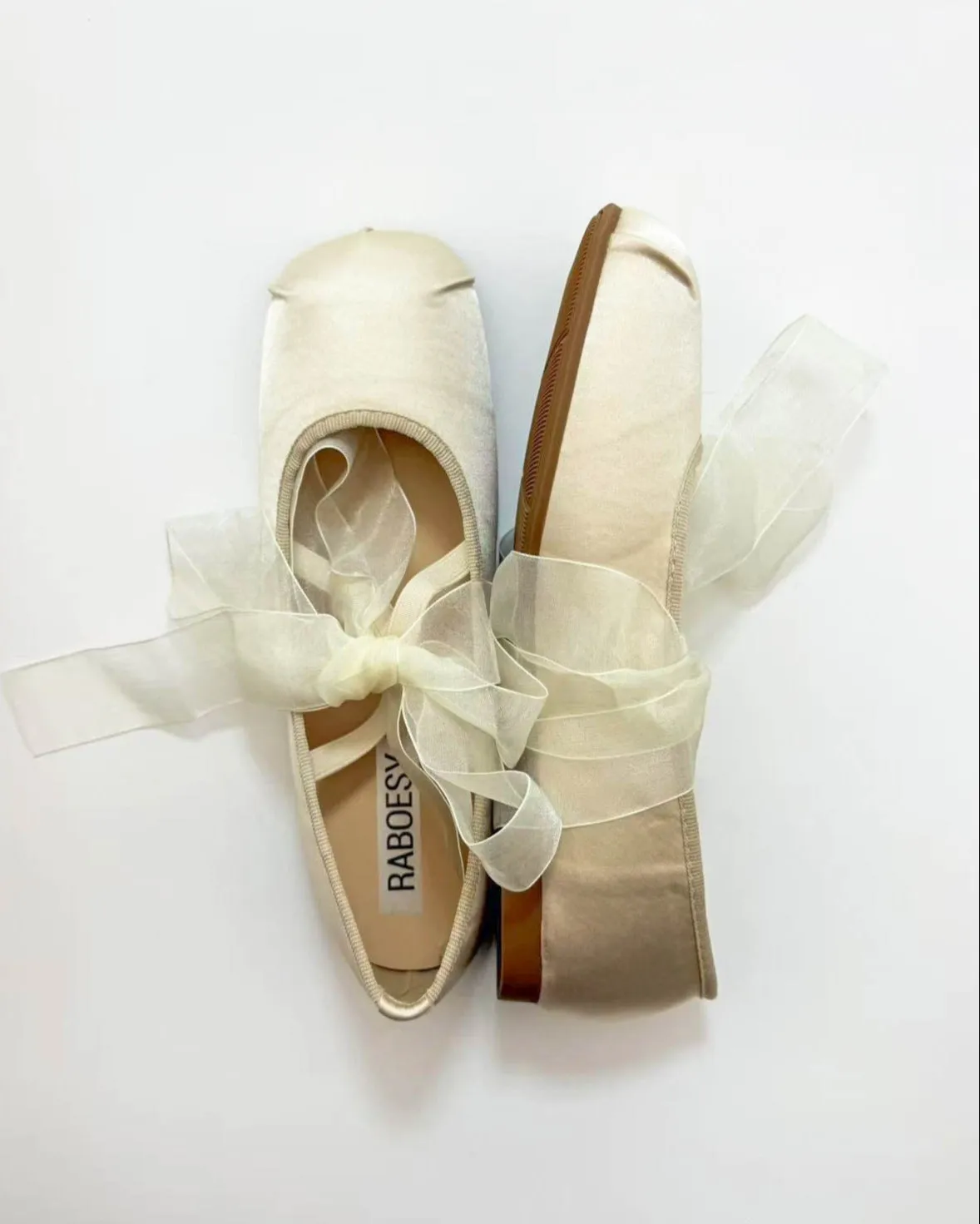 Satin Cross Tied Ballet Flats