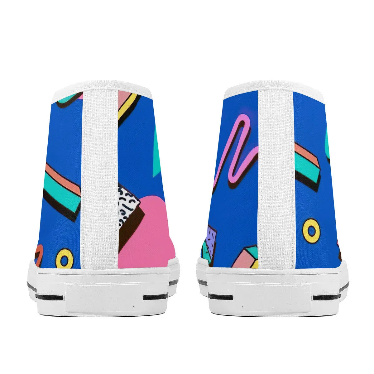 Saved By The Bell High-Top Canvas Shoes With Customized Tongue - White